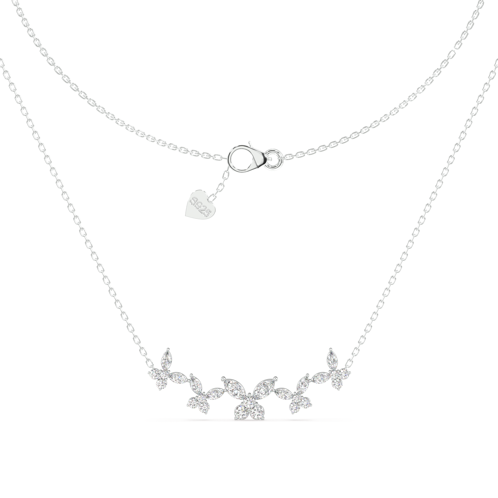 Dual chain butterfly stacked necklace
