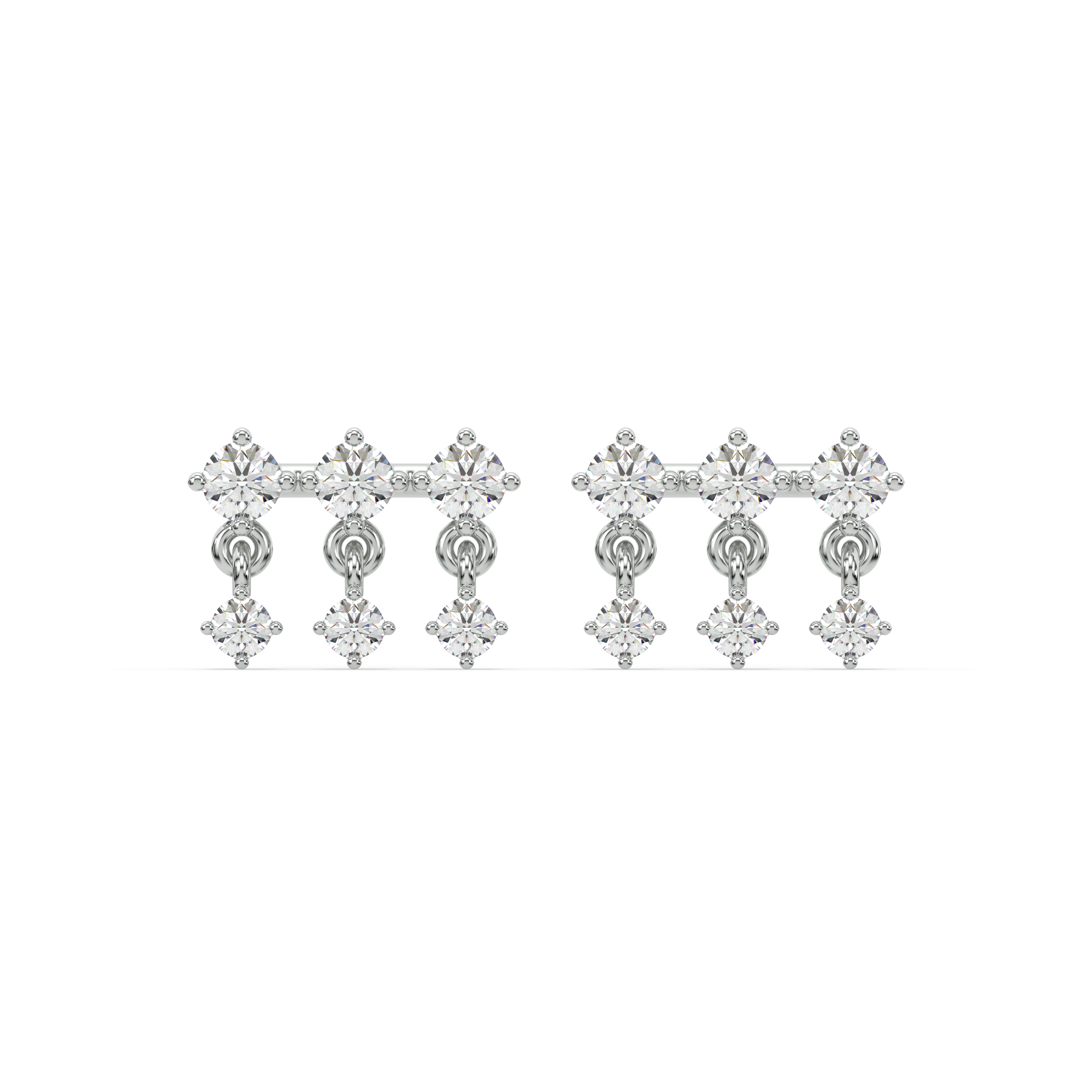 Linear droplet climber stud earring