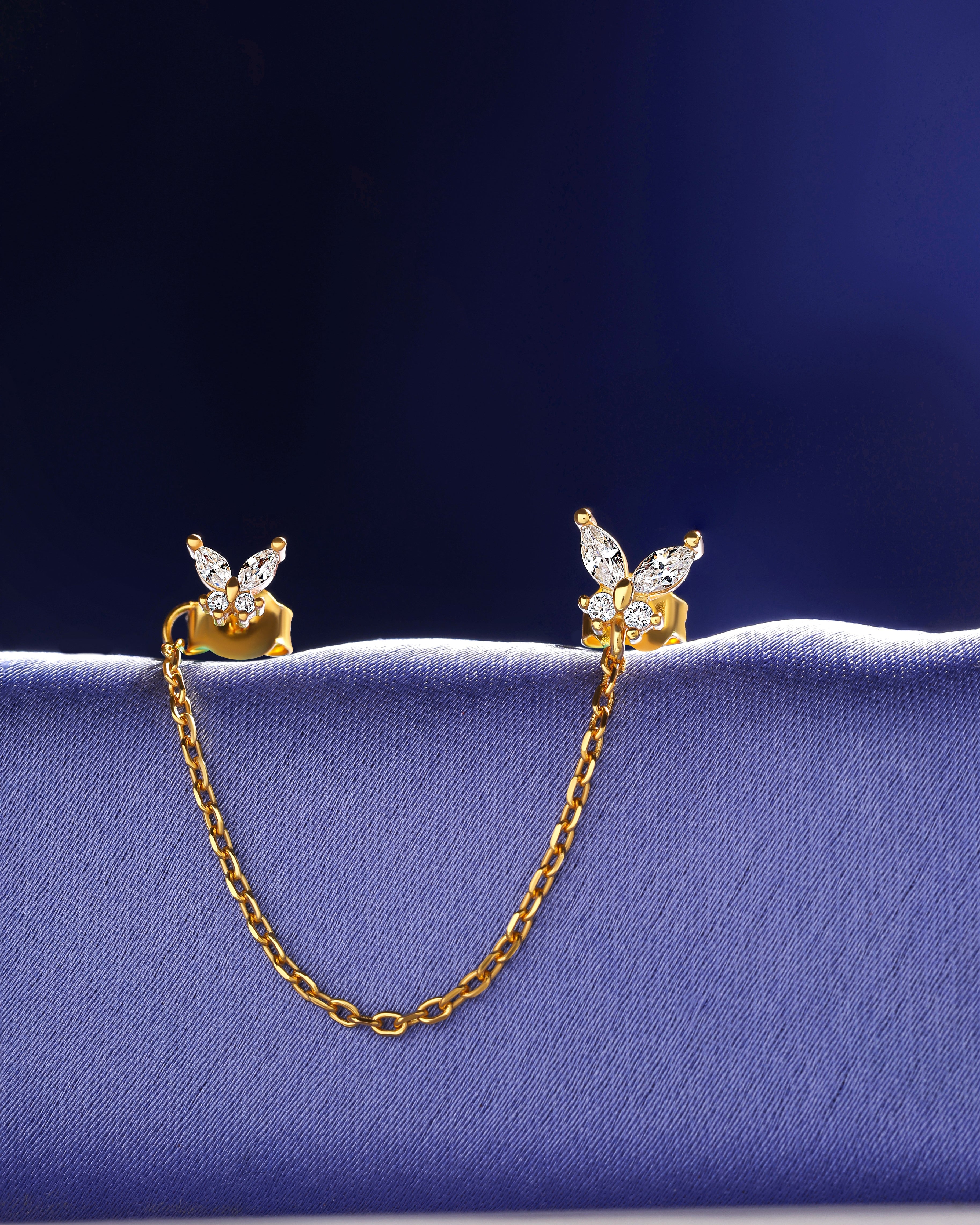 Zircon Butterfly 3 In 1 Connector Chain Earrings