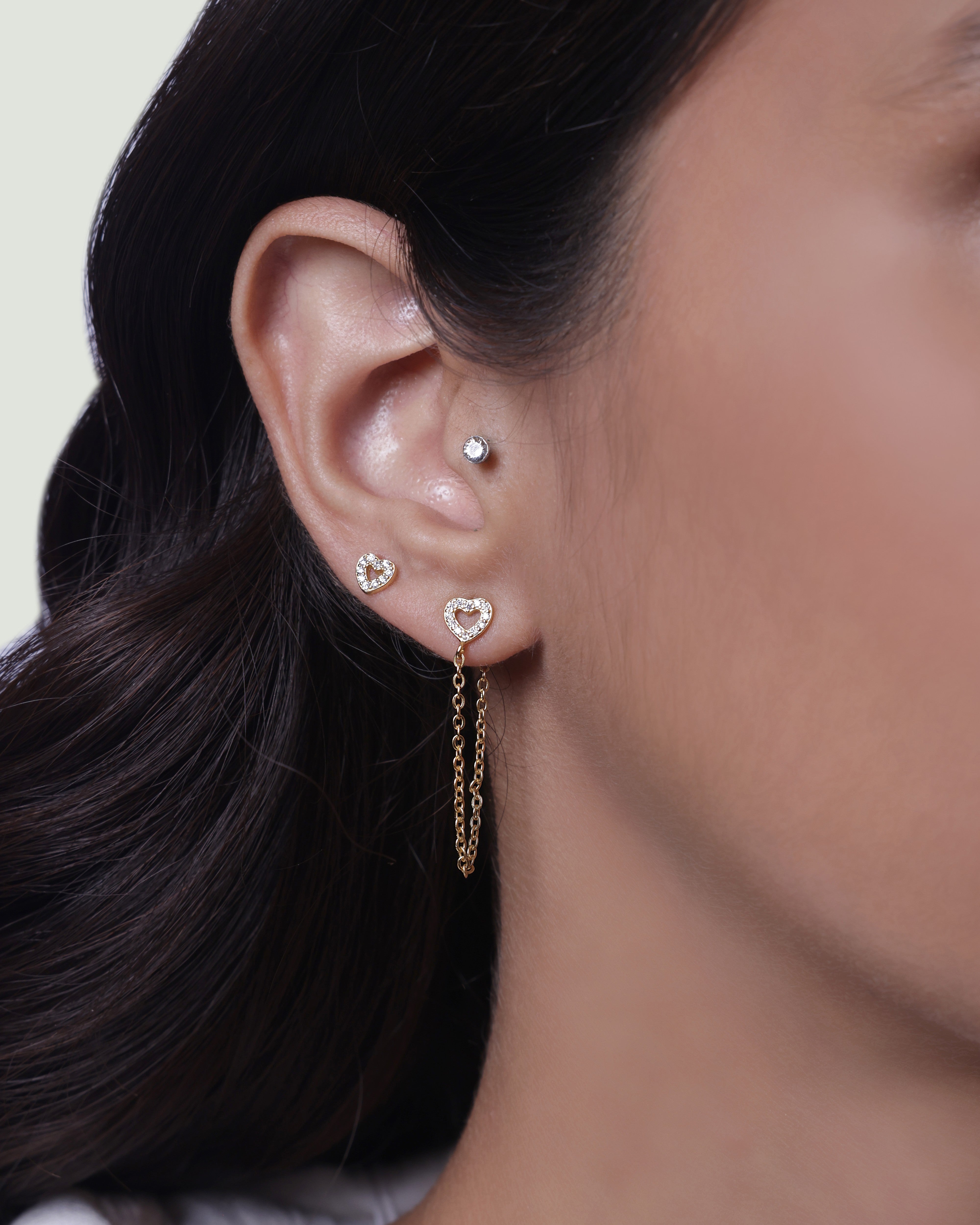 Hollow Heart Chain Earrings