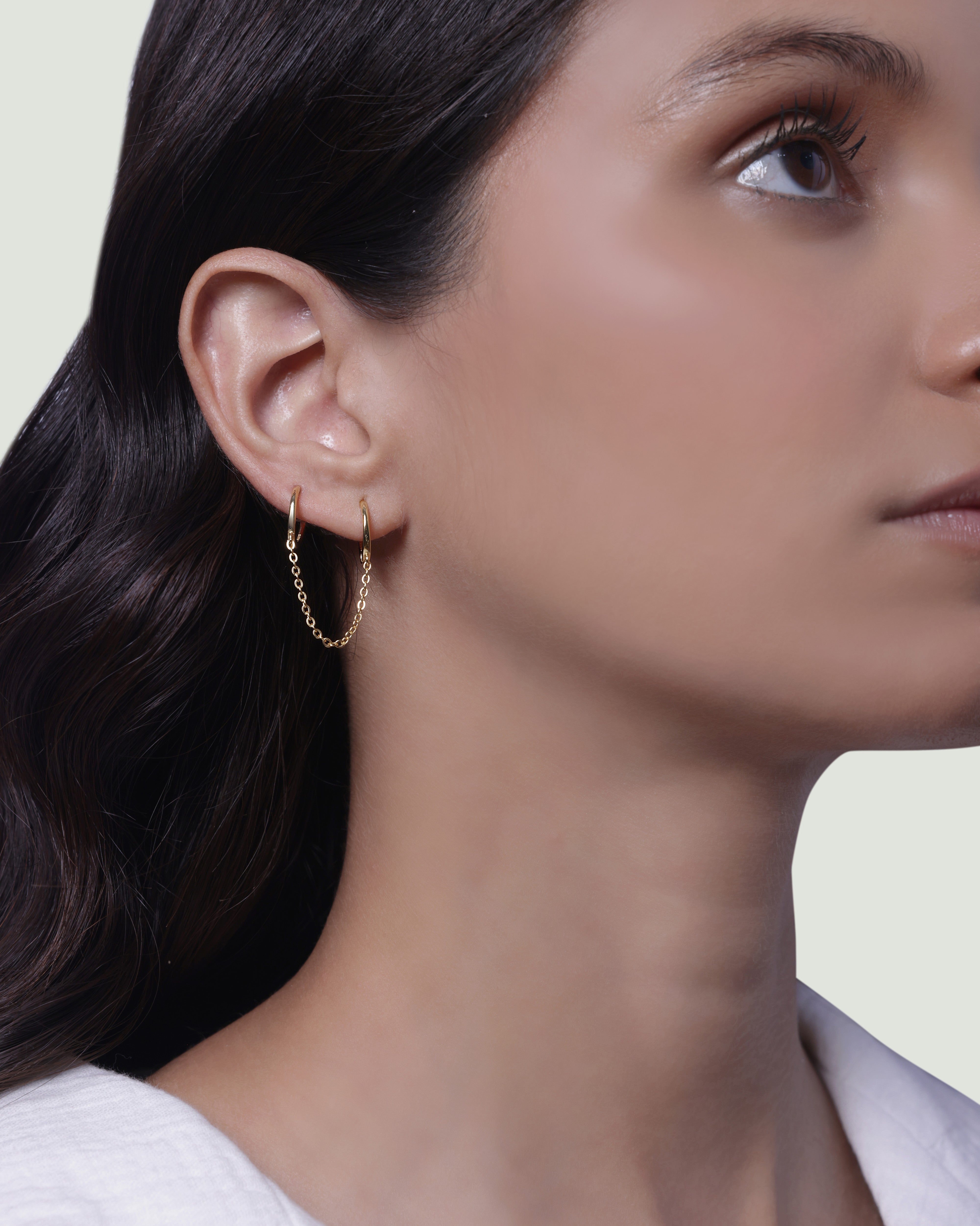 Chain connector essential hoops - 18K Gold Plated
