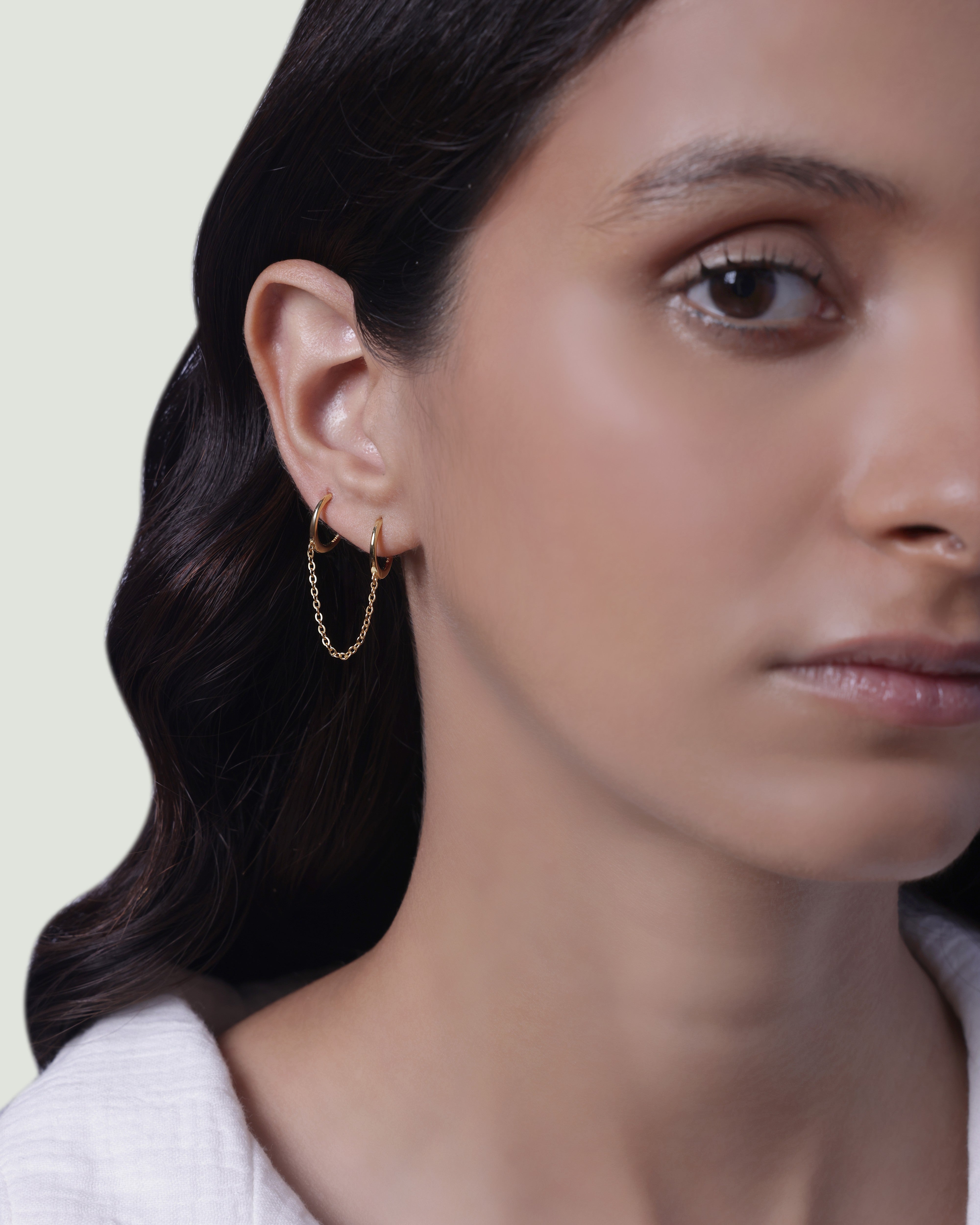Chain connector essential hoops - 18K Gold Plated