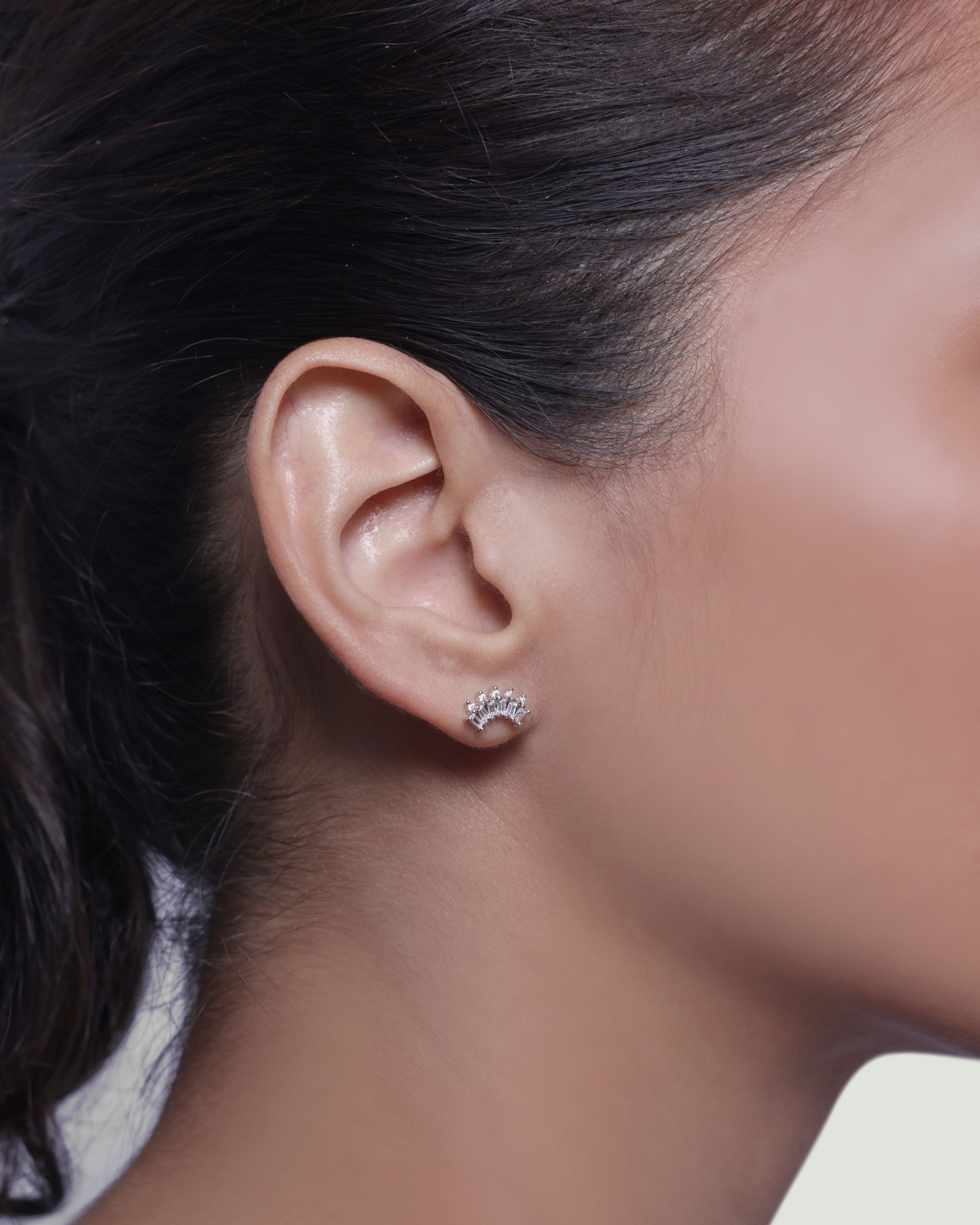 Everyday Baguette Climber Stud Earring