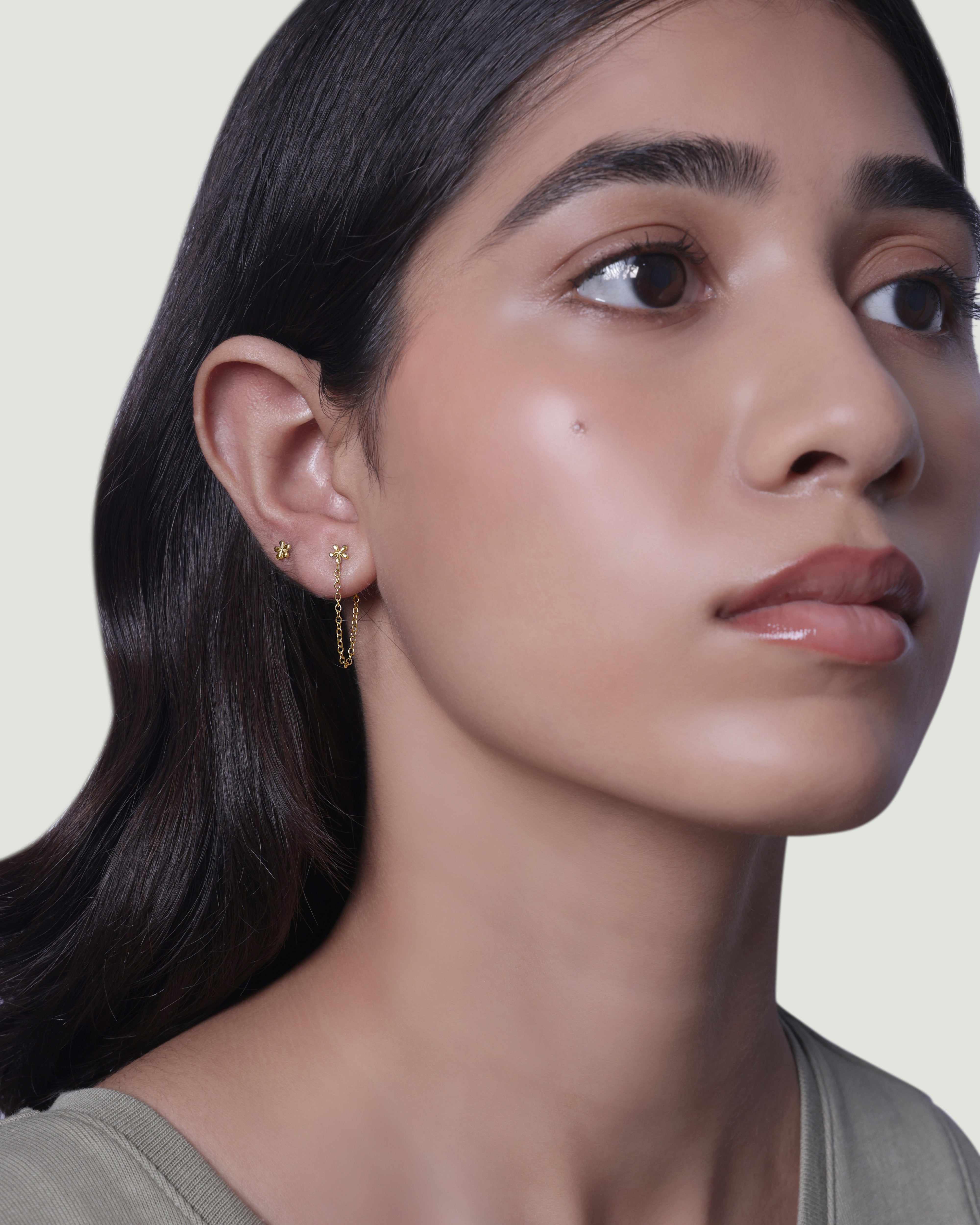 Dainty Flower Chain Earrings