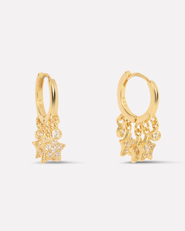Multi Star Charm Hoop Earrings