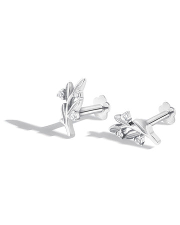 Leaflet Sparkle Stud Earrings