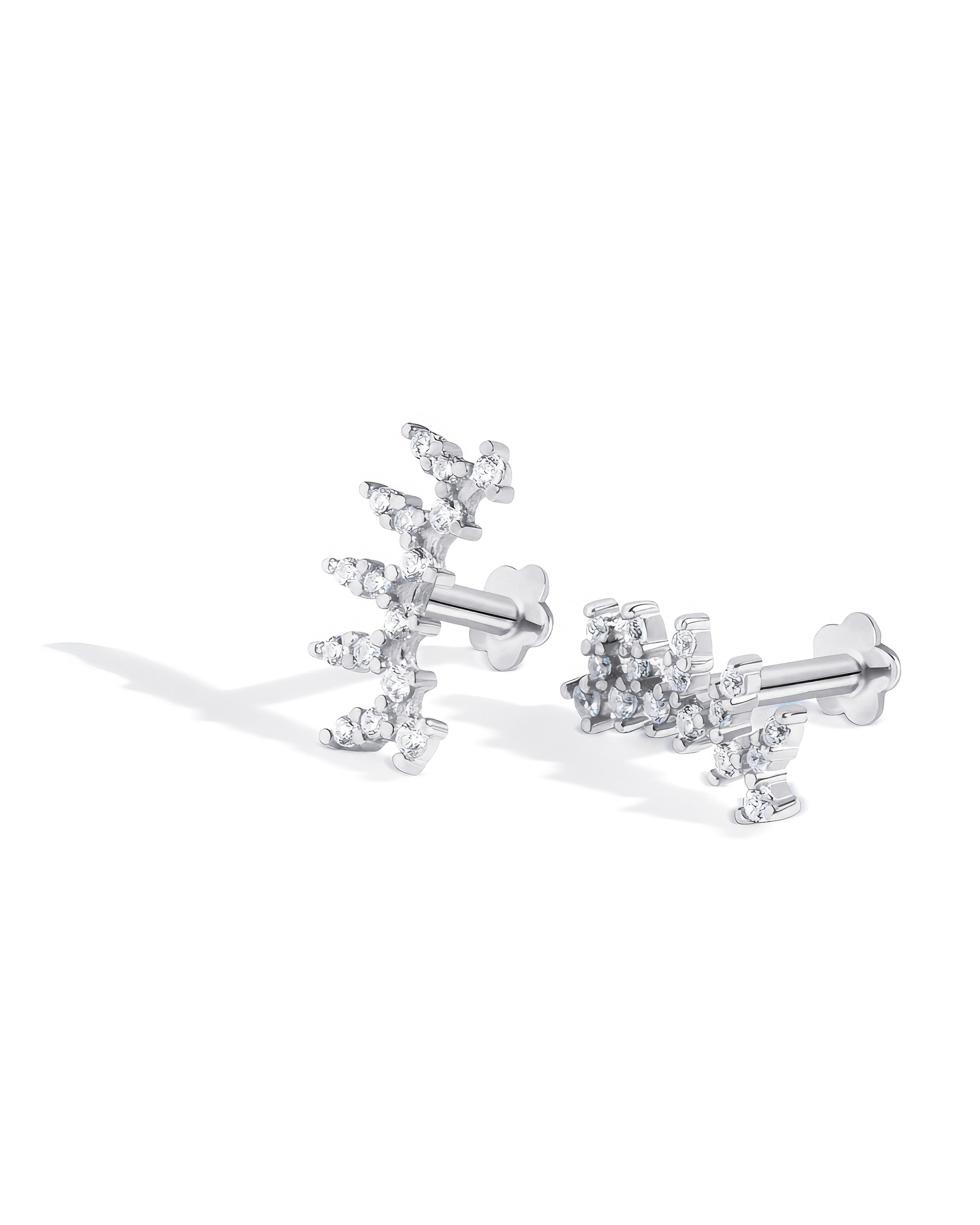 Crown Arc Zircon Stud - Rhodium Plated Flat Back