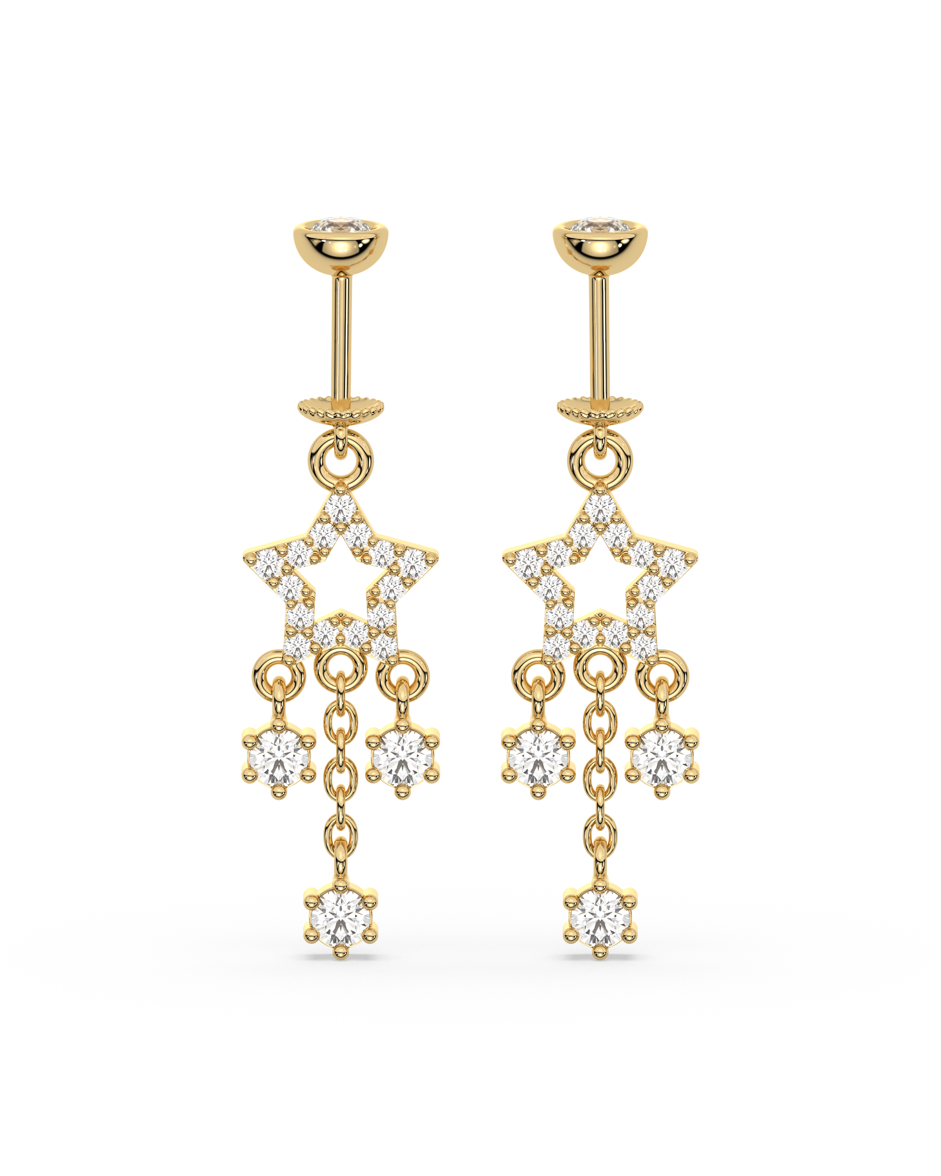 Multi Stone Drops - Helix Hanging - 18K Gold Plated