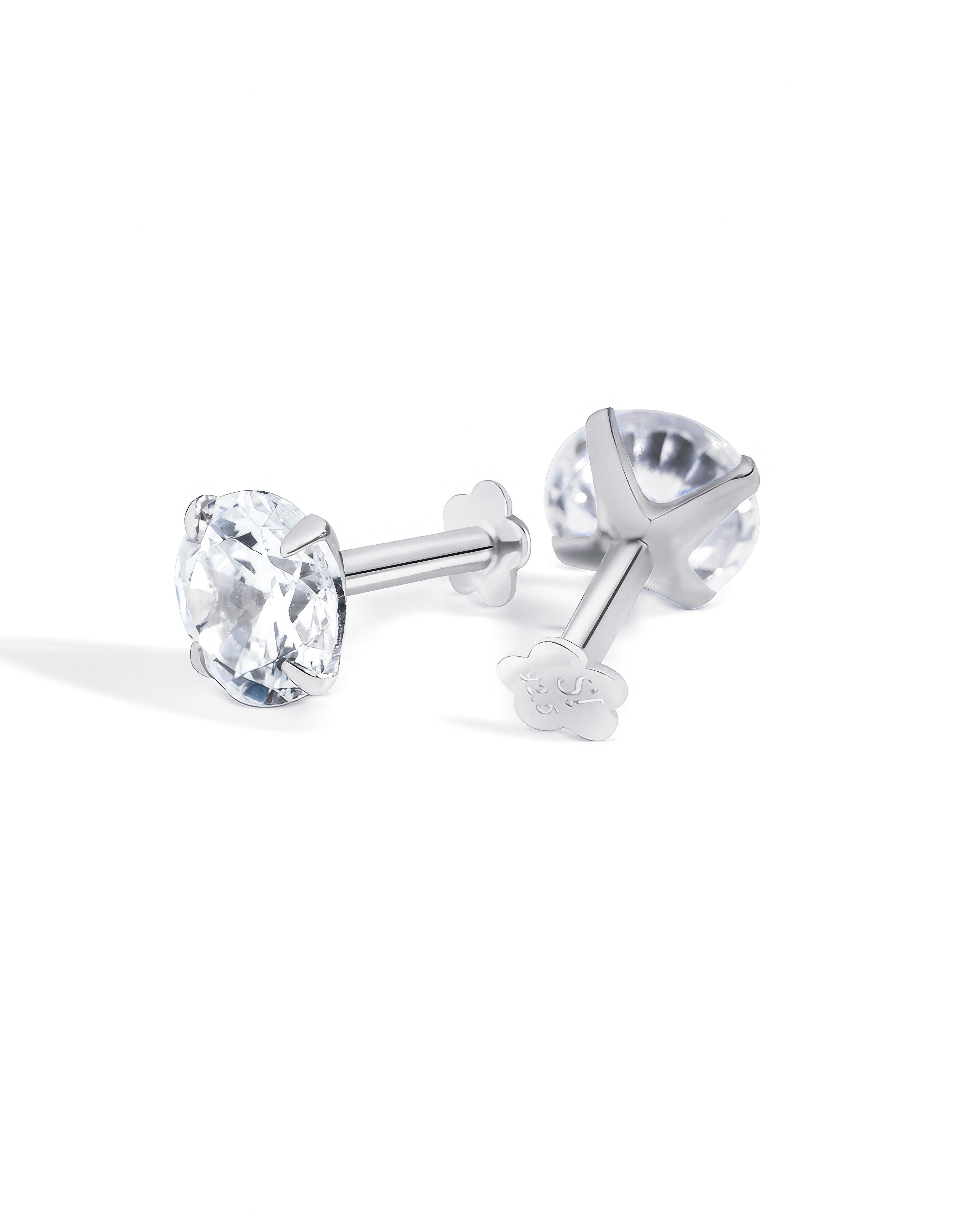 Radiant Round Zirconia – Rhodium Plated Flat Back Studs