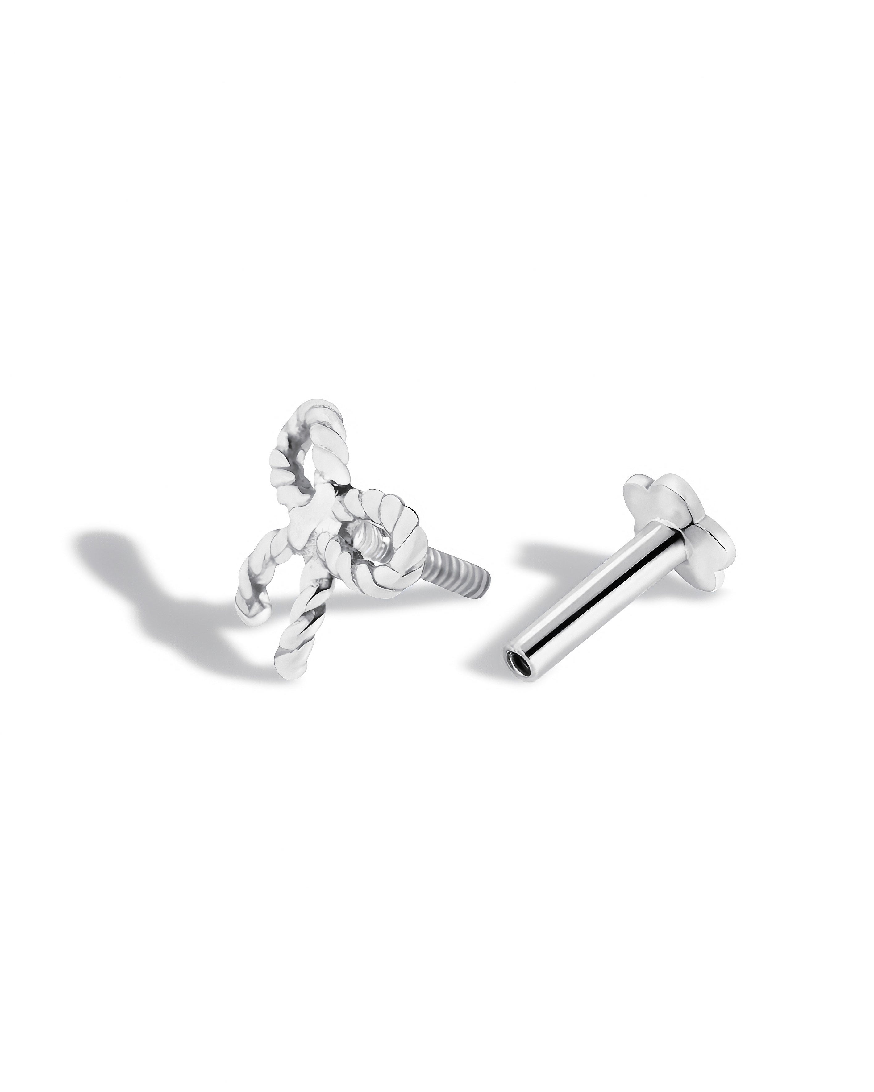 Twisted Bow Knot Stud – Rhodium Plated Flat Back Studs