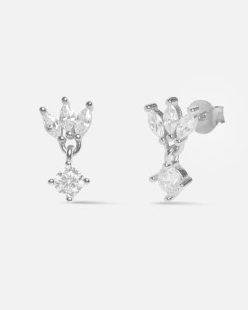 Baguette Lotus With A Zircon Stud Earrings