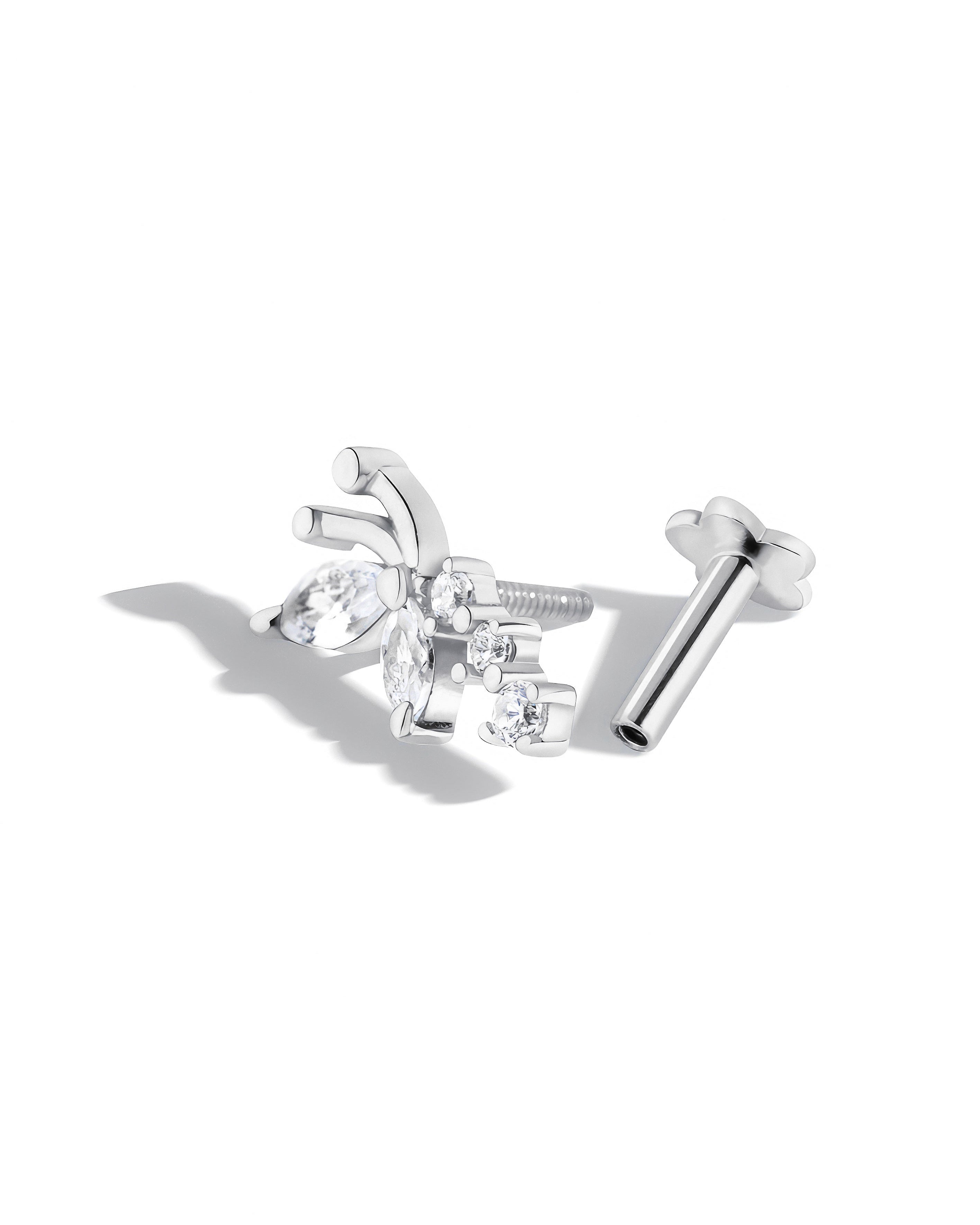 Butterfly Wing Climber Stud – Rhodium Plated Flat Back Studs