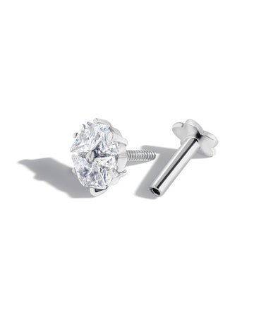 Zirconia Bouquet Floral Flat Back Stud Earrings
