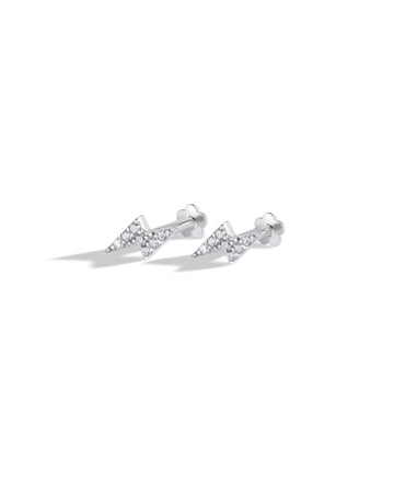Lightning Thunder Flat Back Screw Stud Earrings