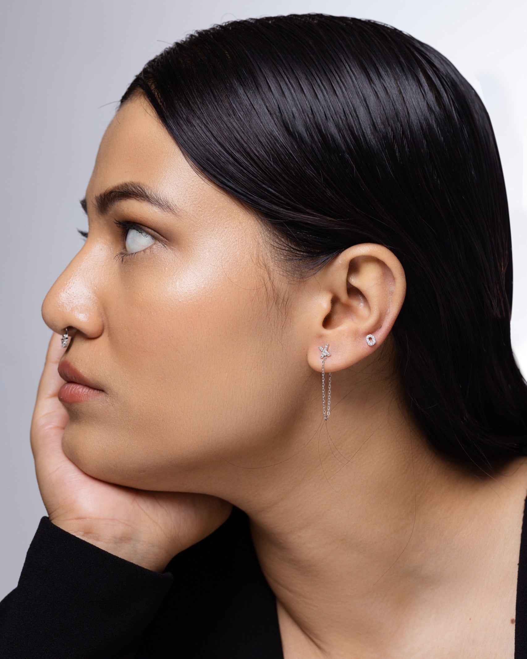 Xo - 3 In 1 Chain Connector Earrings