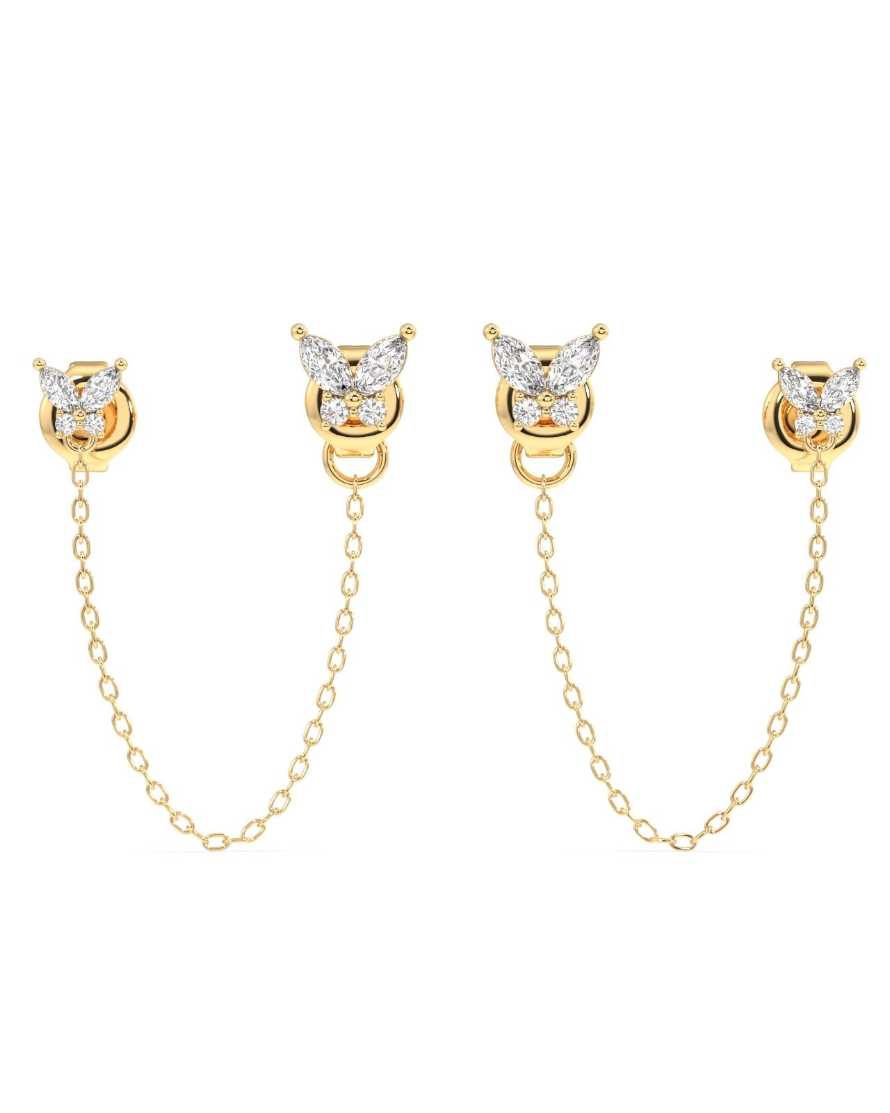 Zircon butterfly - 3 in 1 chain connector earrings