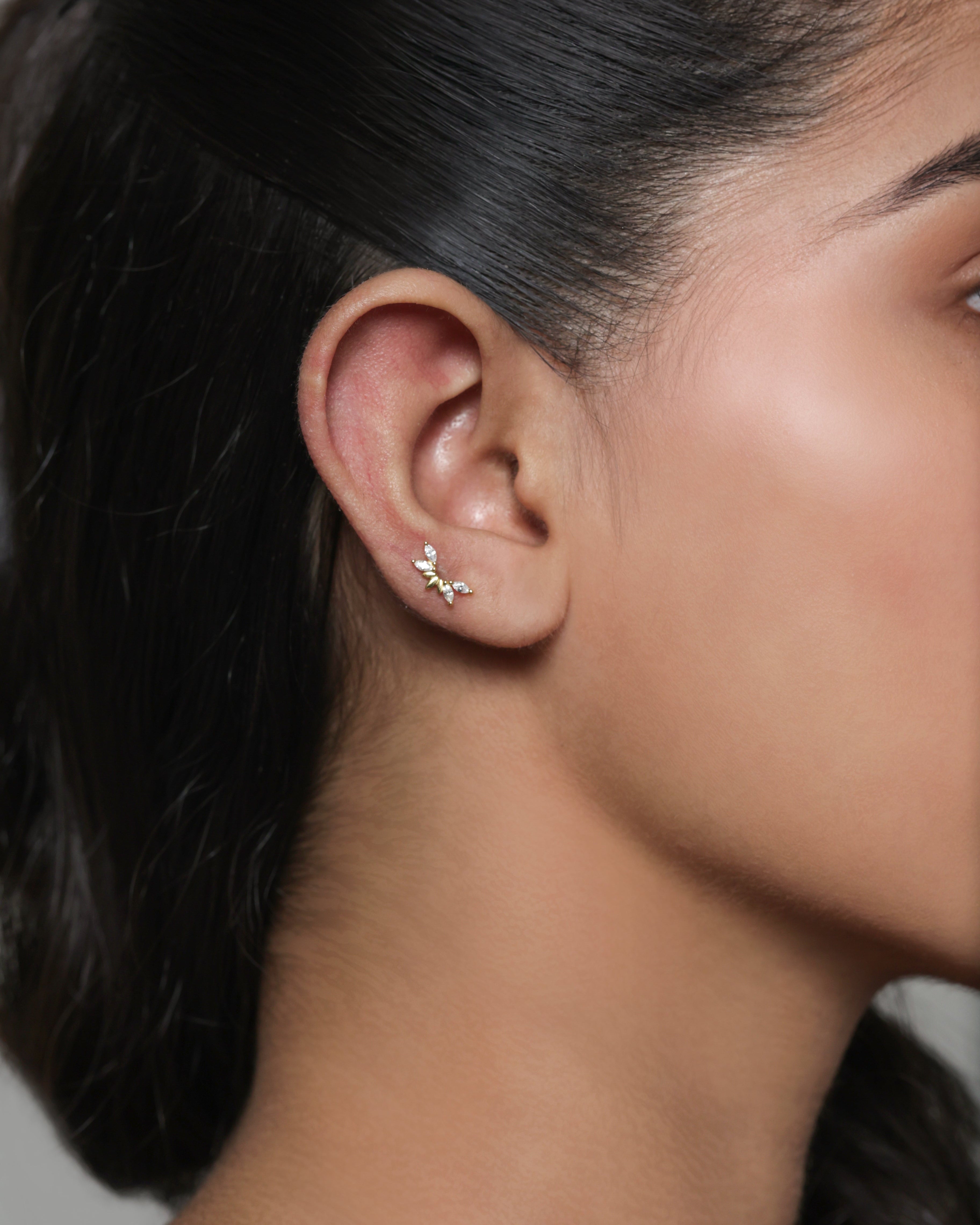 Lumiere Leaf Stud - 14K Gold Plated Earrings