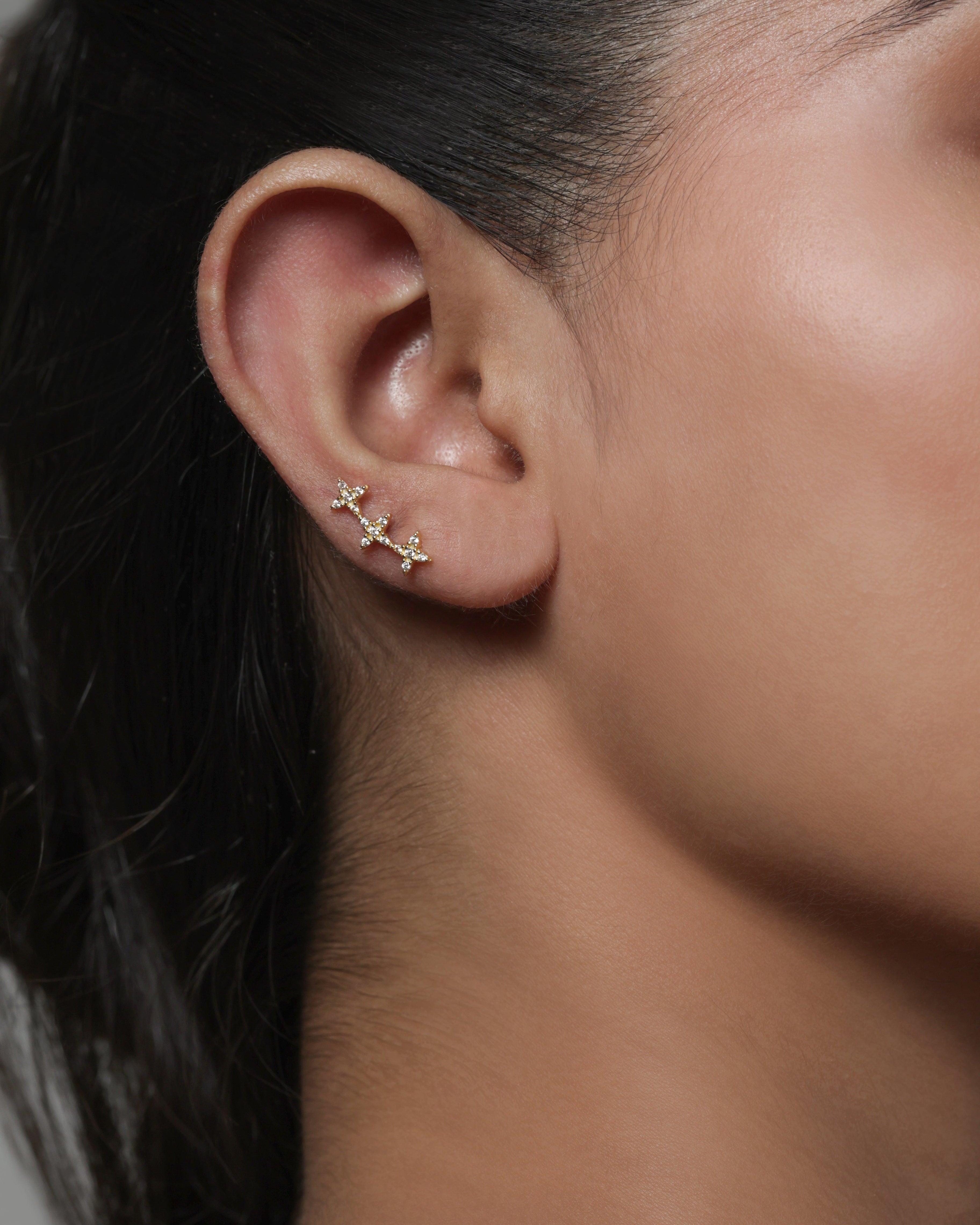 Stardust Trio Stud – 14K Gold Plated Flat Back Studs