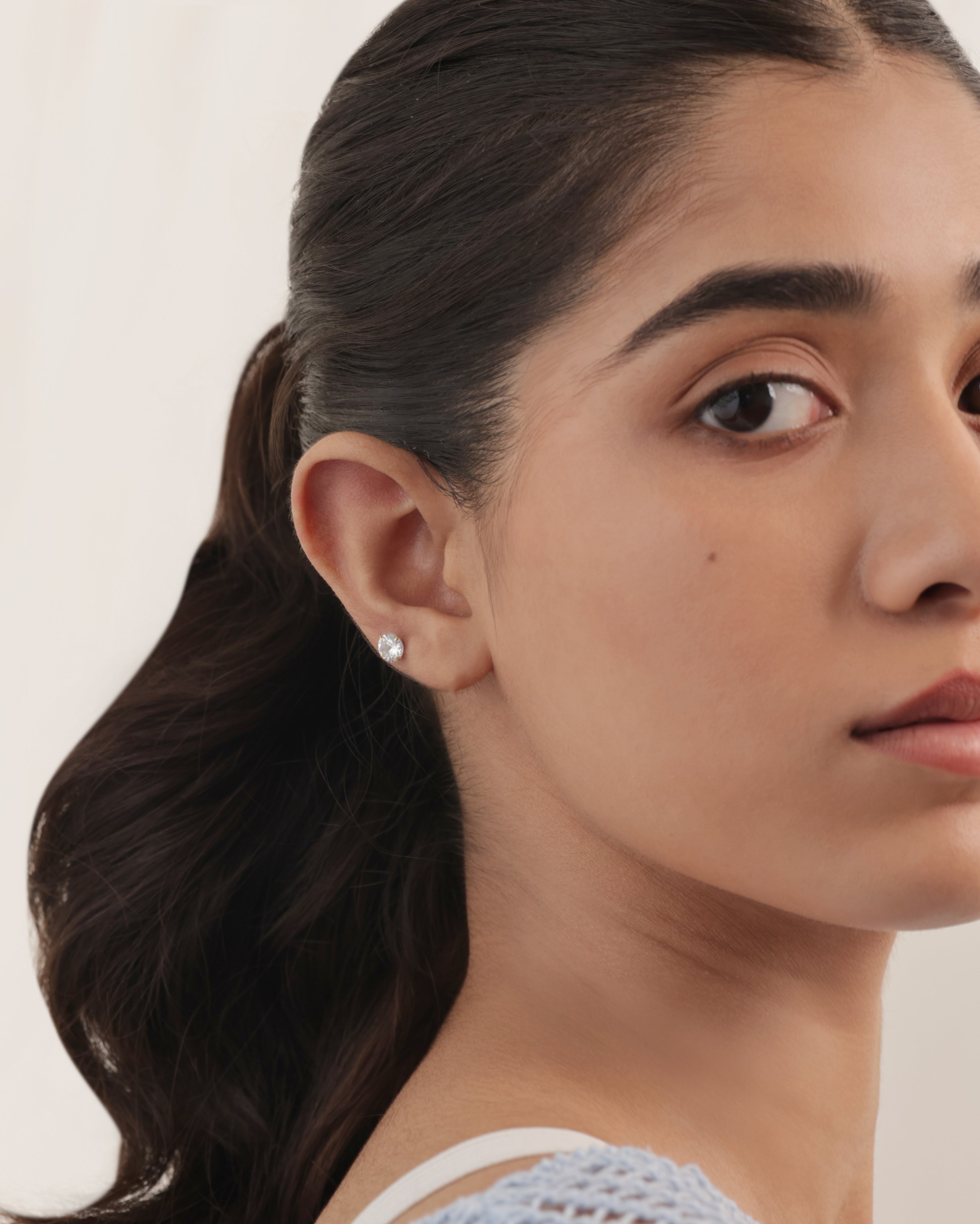 Radiant Round Zirconia – Rhodium Plated Flat Back Studs
