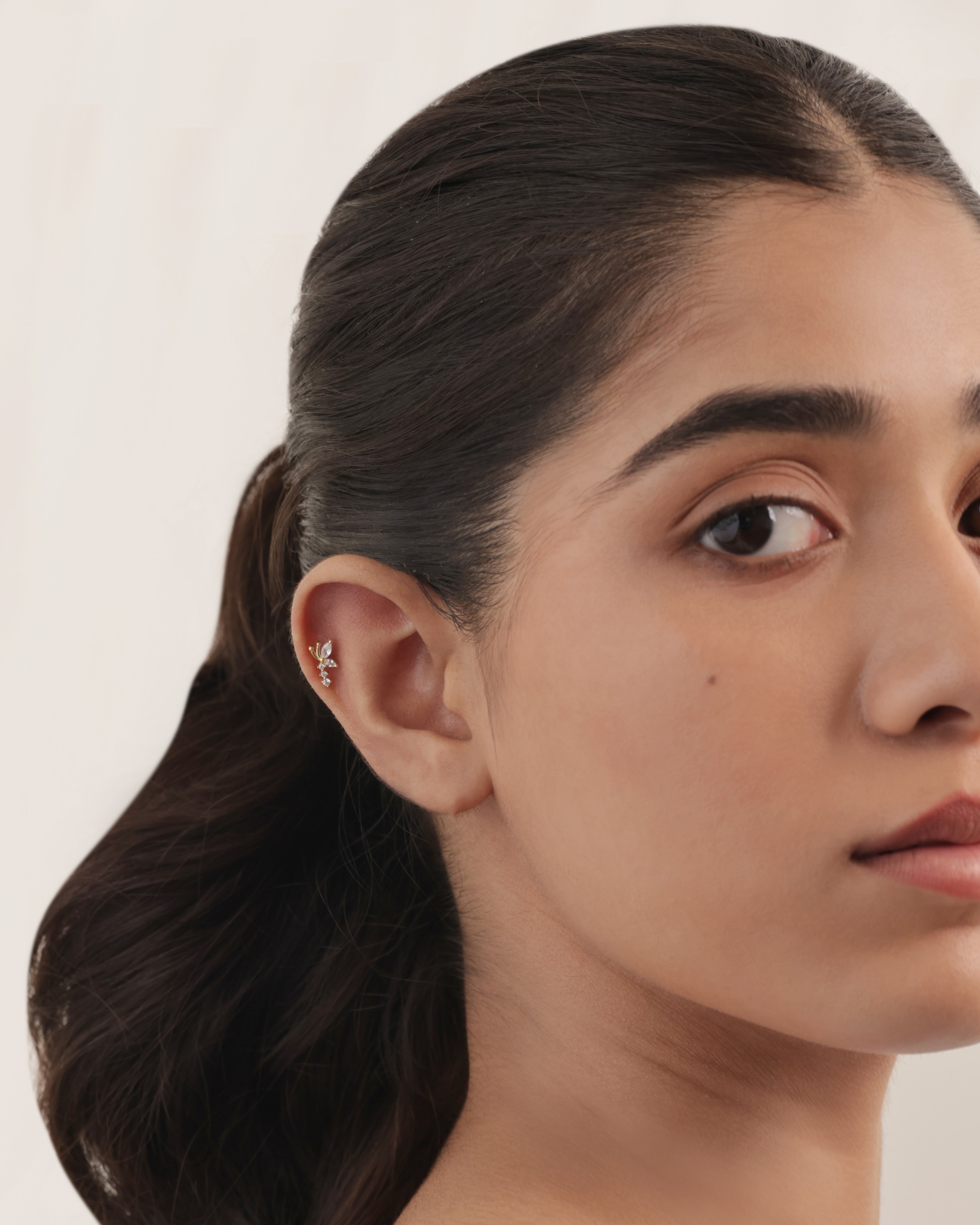 Butterfly Wing Climber Stud – 14K Gold Plated Flat Back Studs