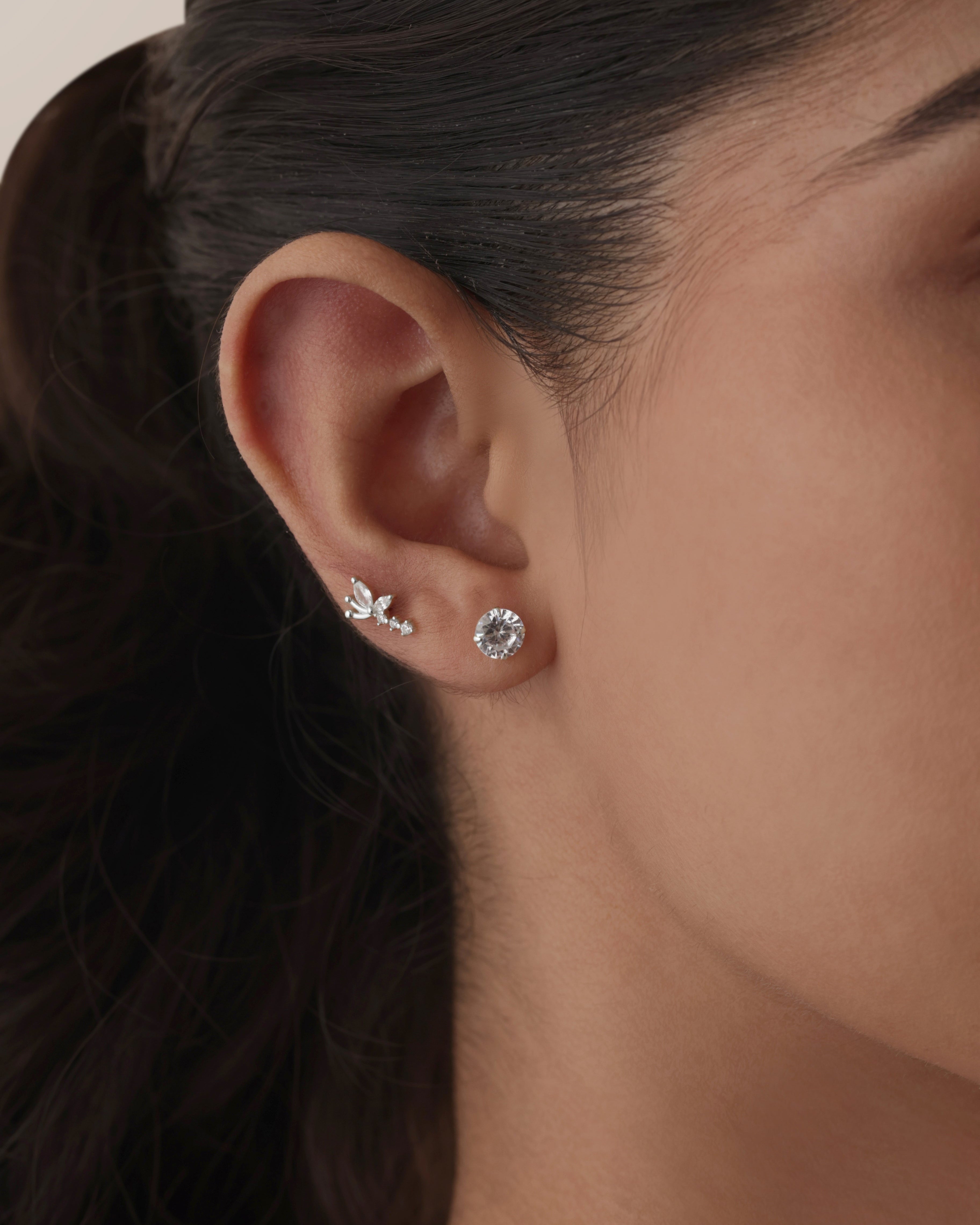 Radiant Round Zirconia – Rhodium Plated Flat Back Studs