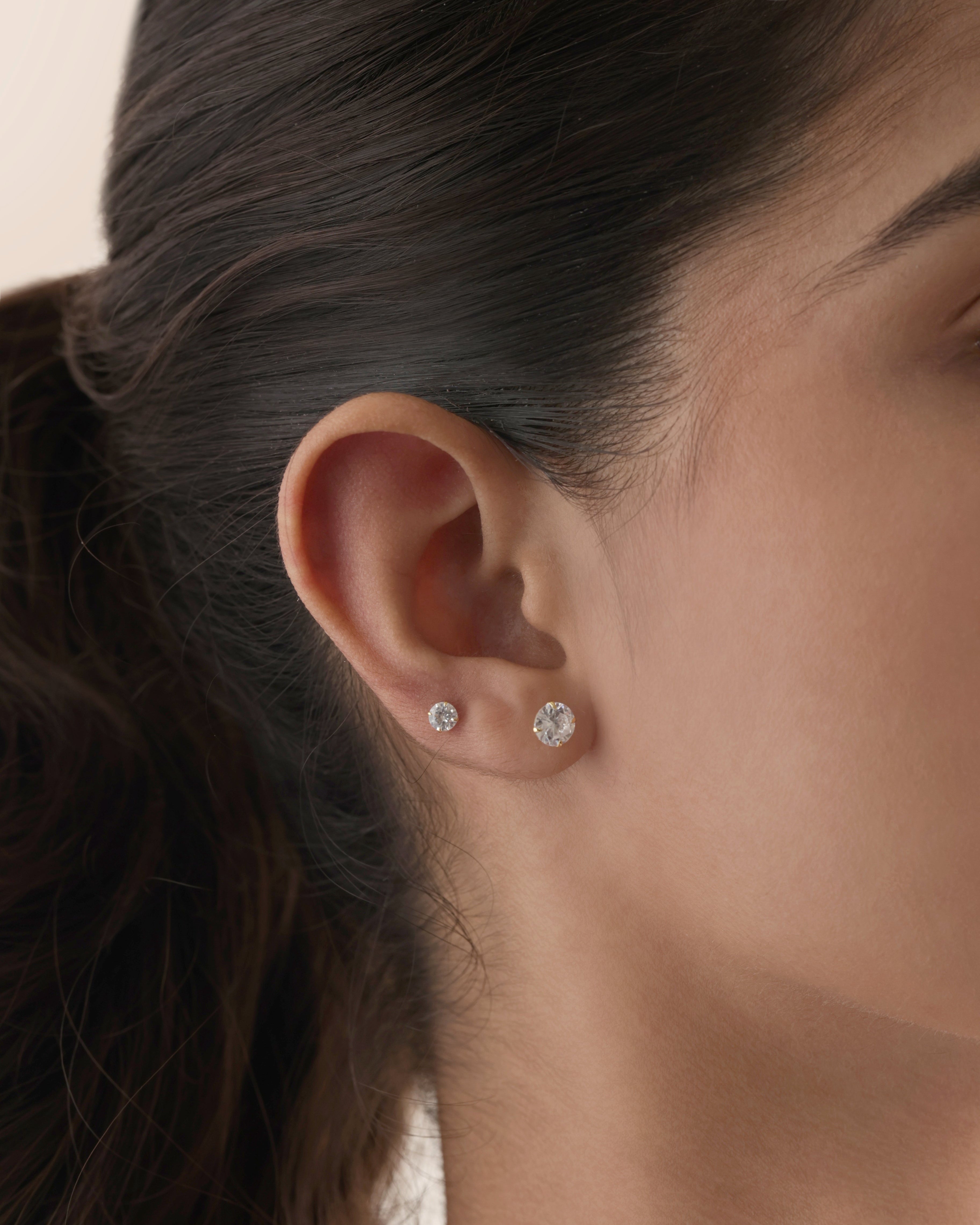 Radiant Round Zirconia – 14K Gold Plated Flat Back Studs