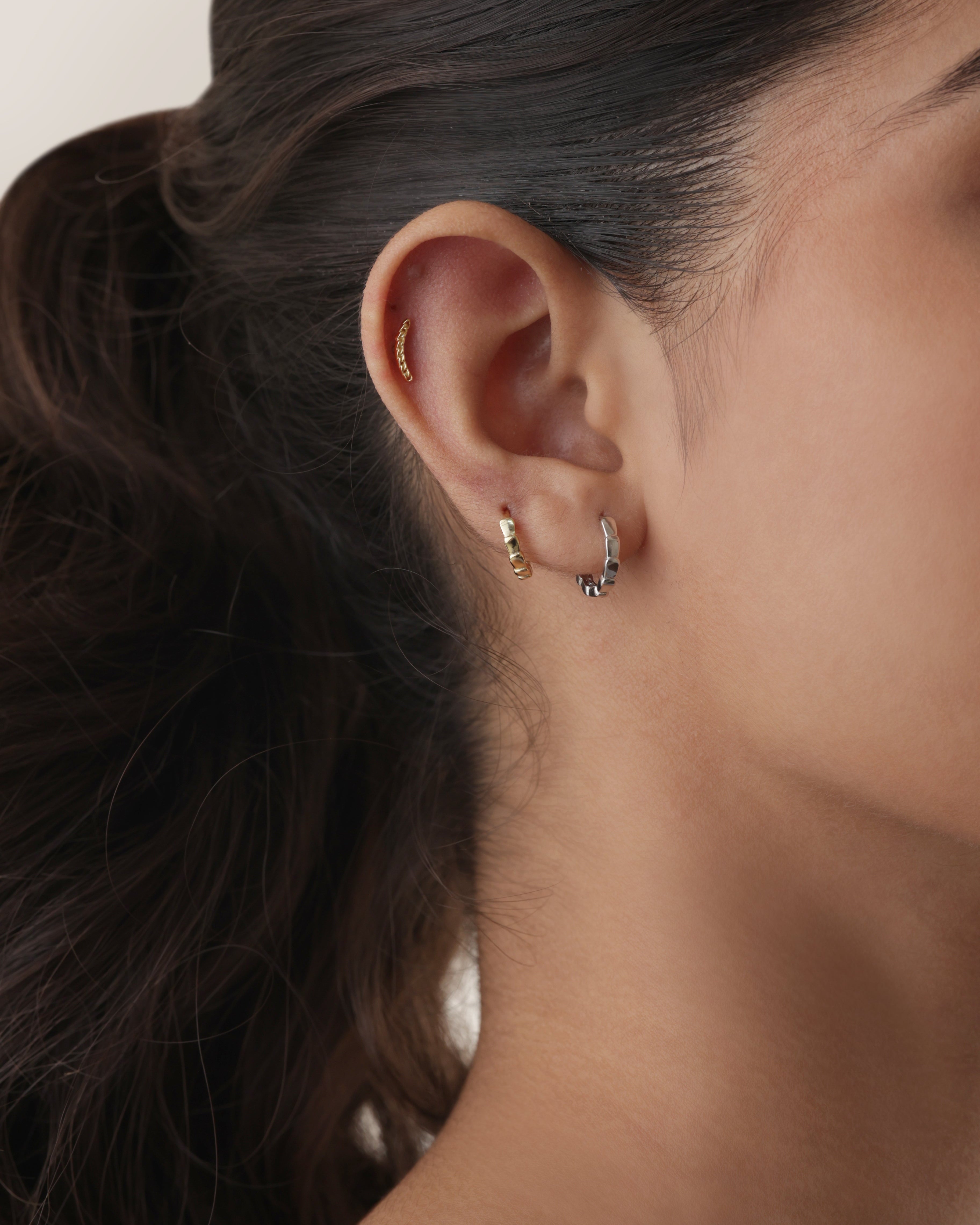 Twist Link Earrings – 14K Gold Plated Flat Back Studs