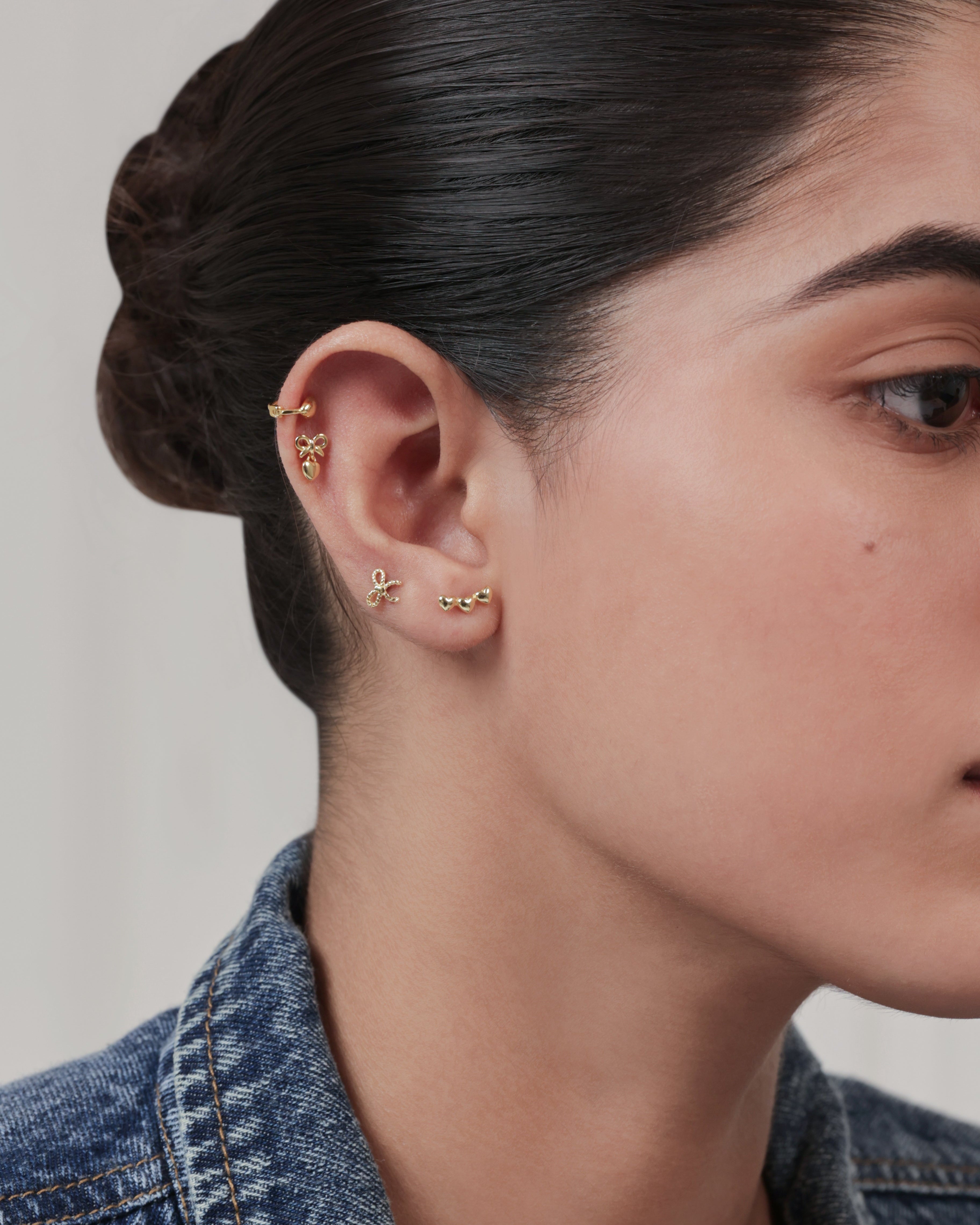 Twisted Bow Knot Stud – 14K Gold Plated Flat Back Studs