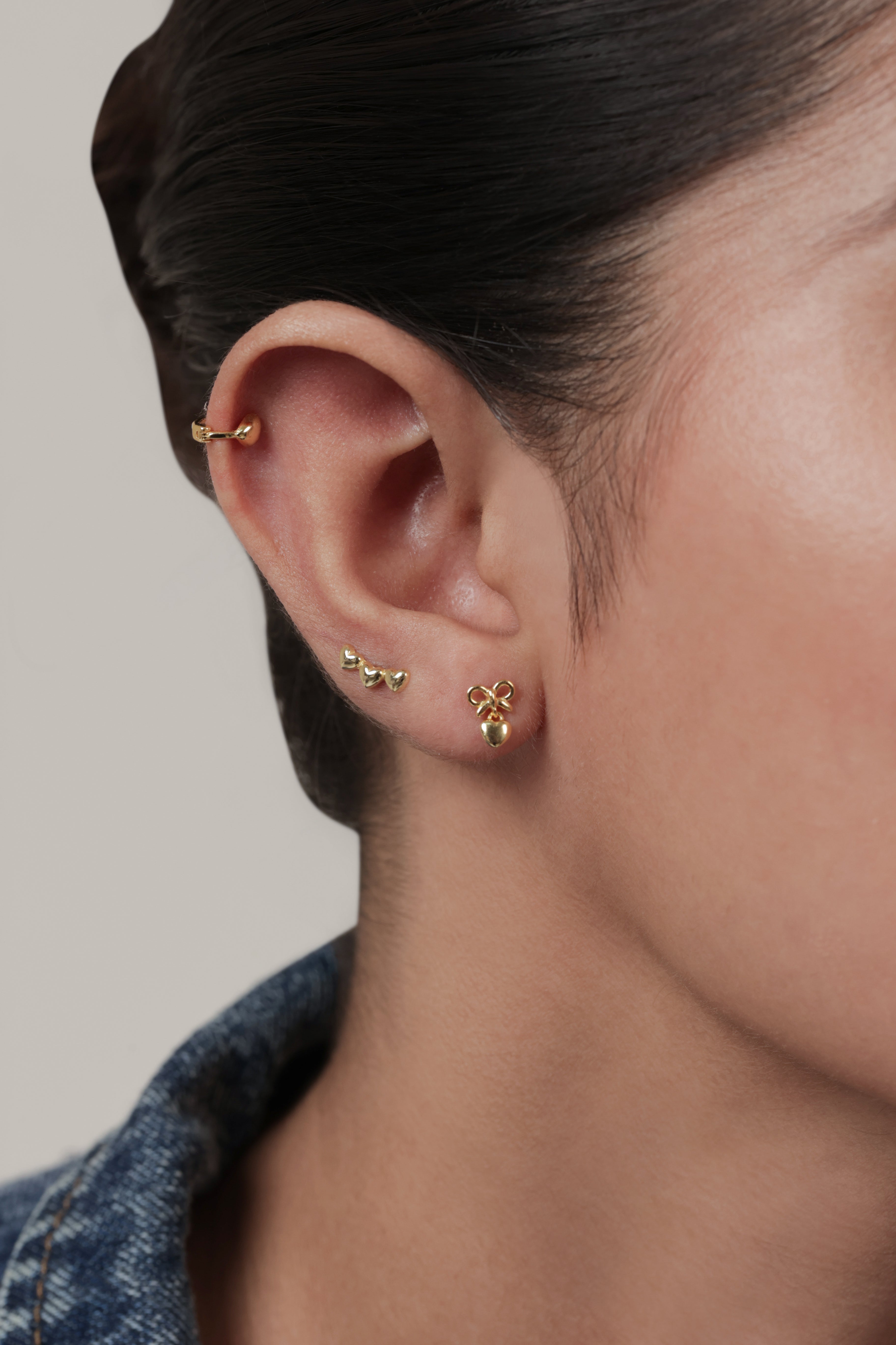 Heartline Stack – 14K Gold Plated Flat Back Studs