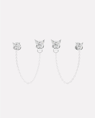 Zircon Butterfly 3 In 1 Connector Chain Earrings