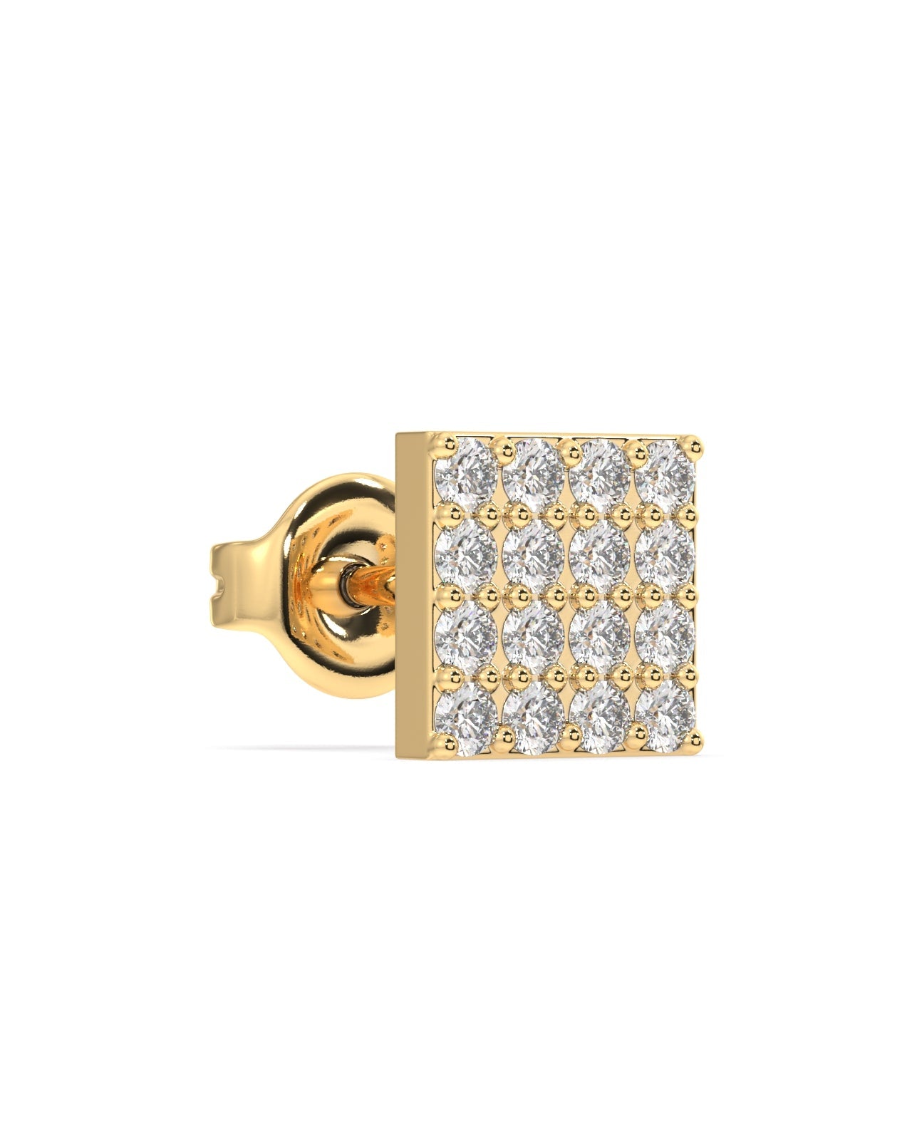 Square Paved Zirconia Stud Earrings Pair