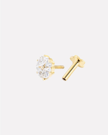 Stone Cluster Flatback Stud Men's Earrings