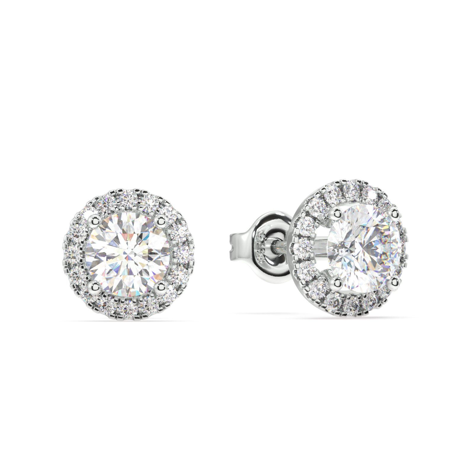 Round solitaire with cz lining stud - Minimal