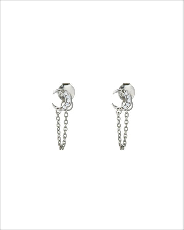 Crescent Moon Chain Earrings