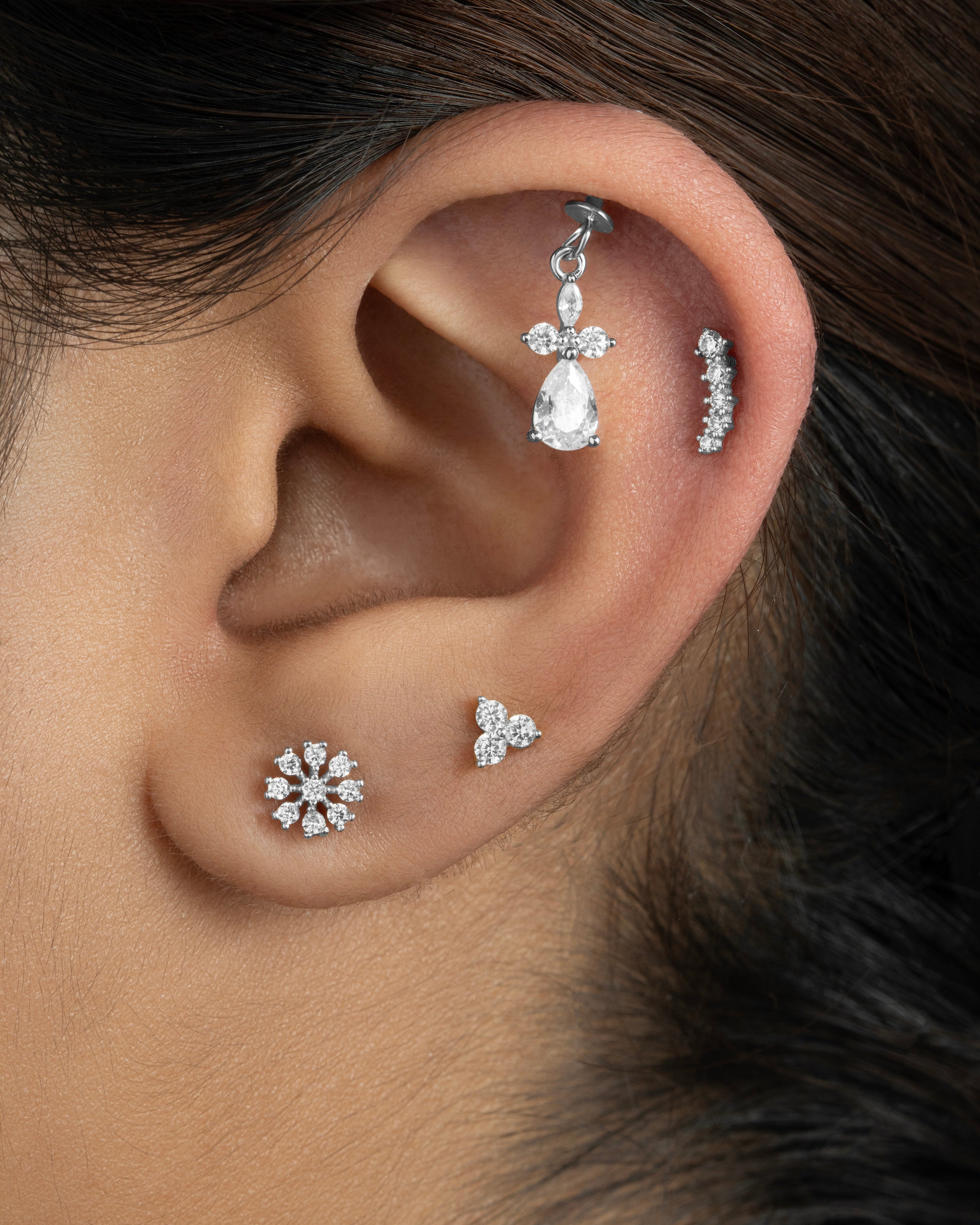 Floral Flat Back Screw Stud Earrings