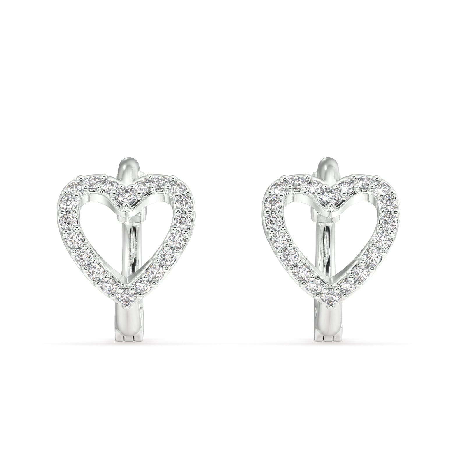 stone paved Heart huggie pair