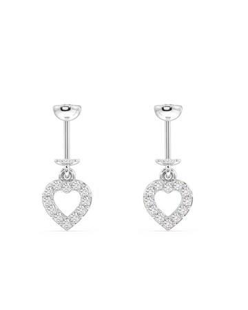 Zirconia Hollow Heart Helix Hanging Earrings