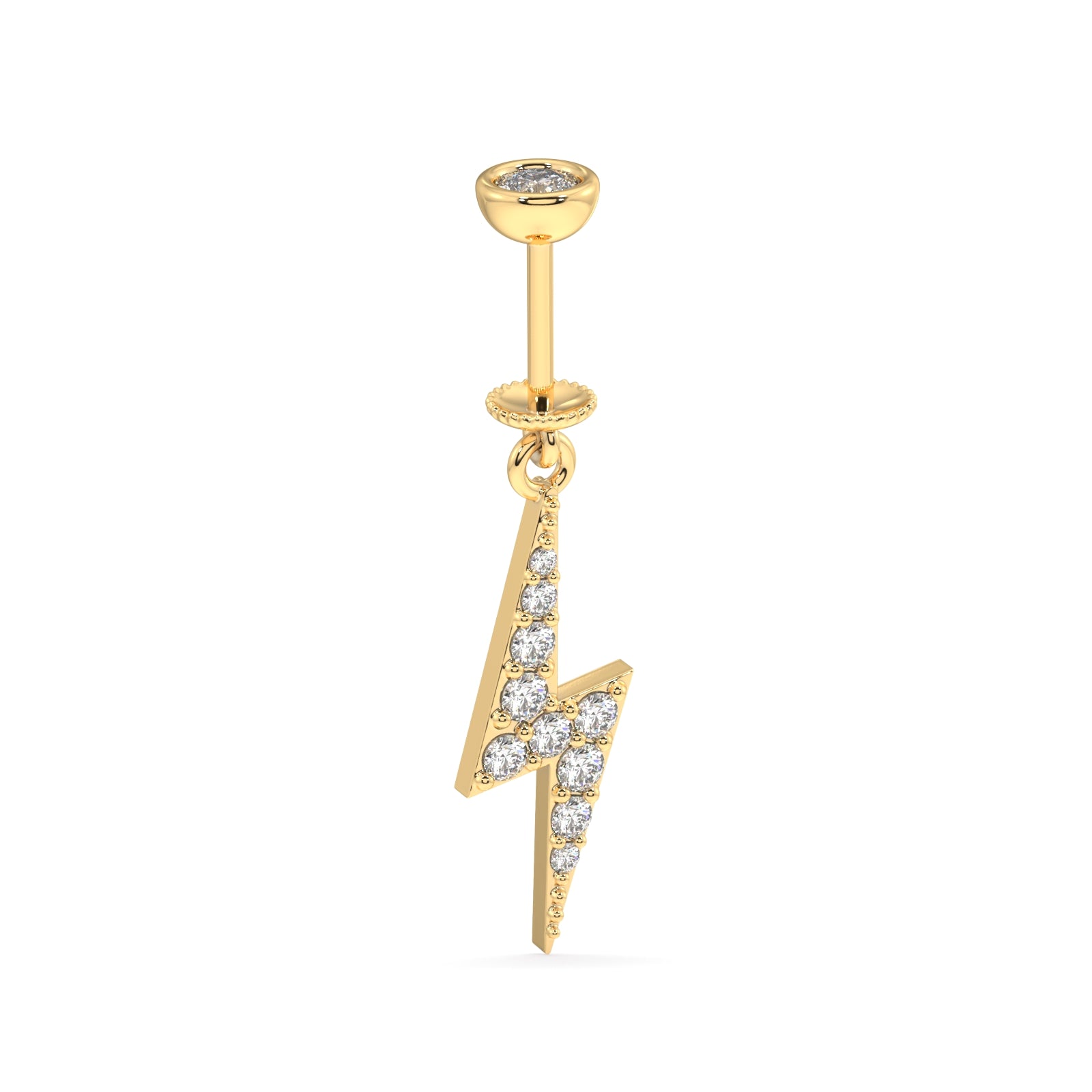 Zircon studded thunder - Screw Helix Hanging - 14k gold plated