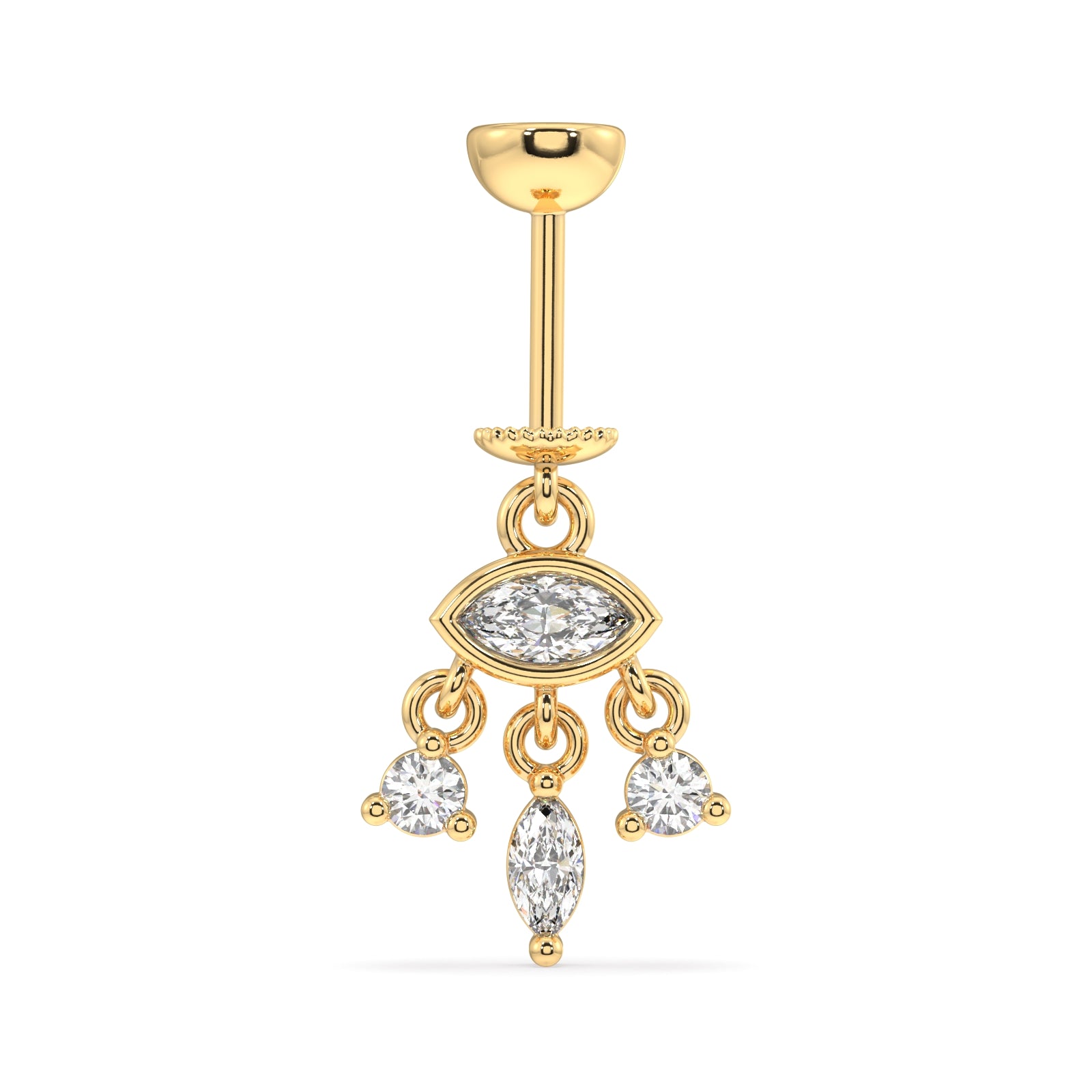 Zircon shedding eye - screw Helix Hanging - 14k gold plated