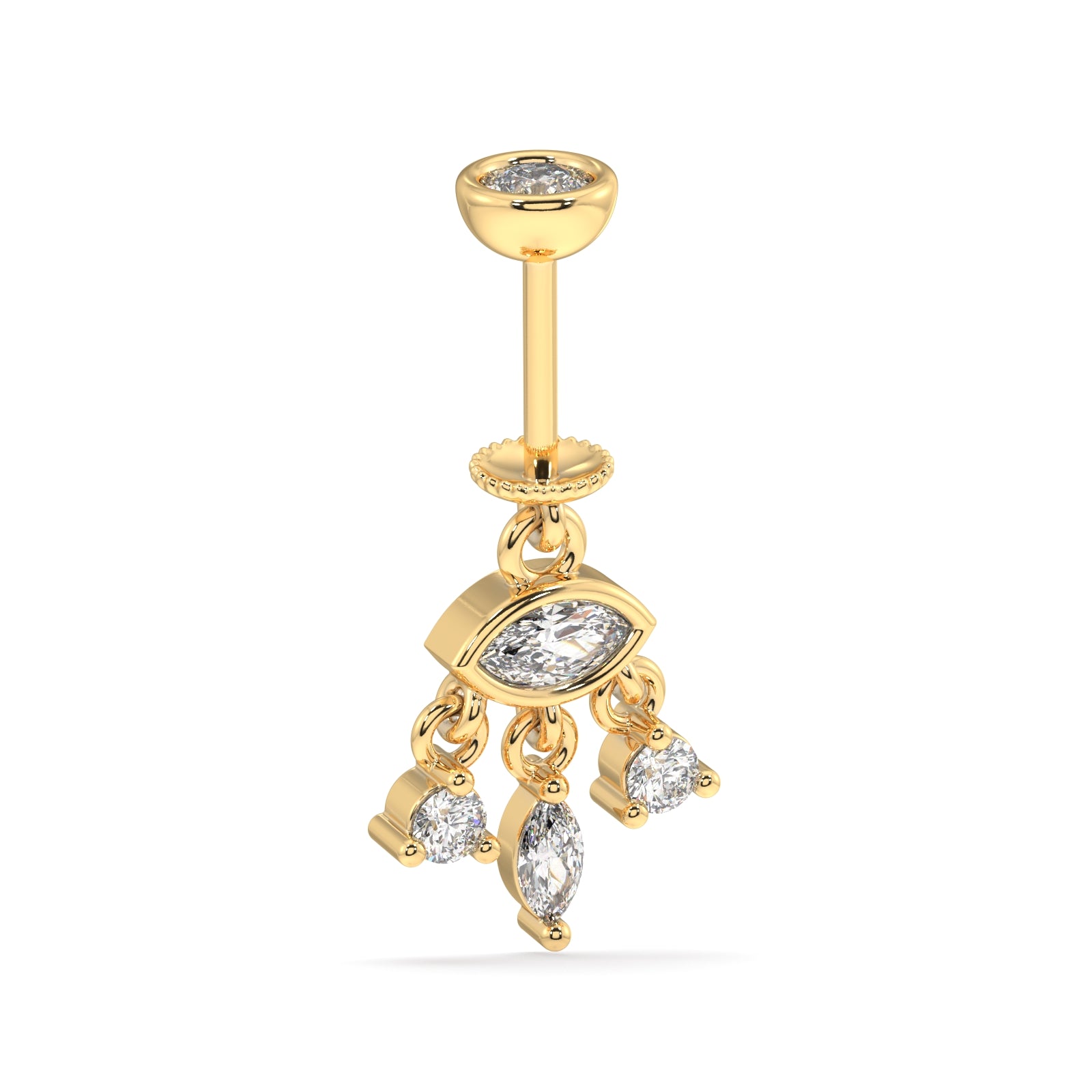 Zircon shedding eye - screw Helix Hanging - 14k gold plated