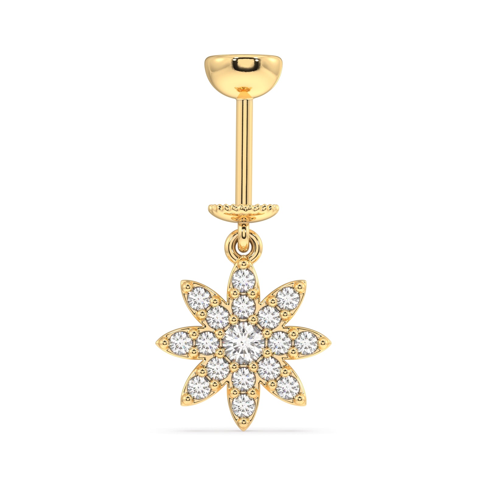 Zircon paved Sunflower - Helix hanging - 14k gold plated