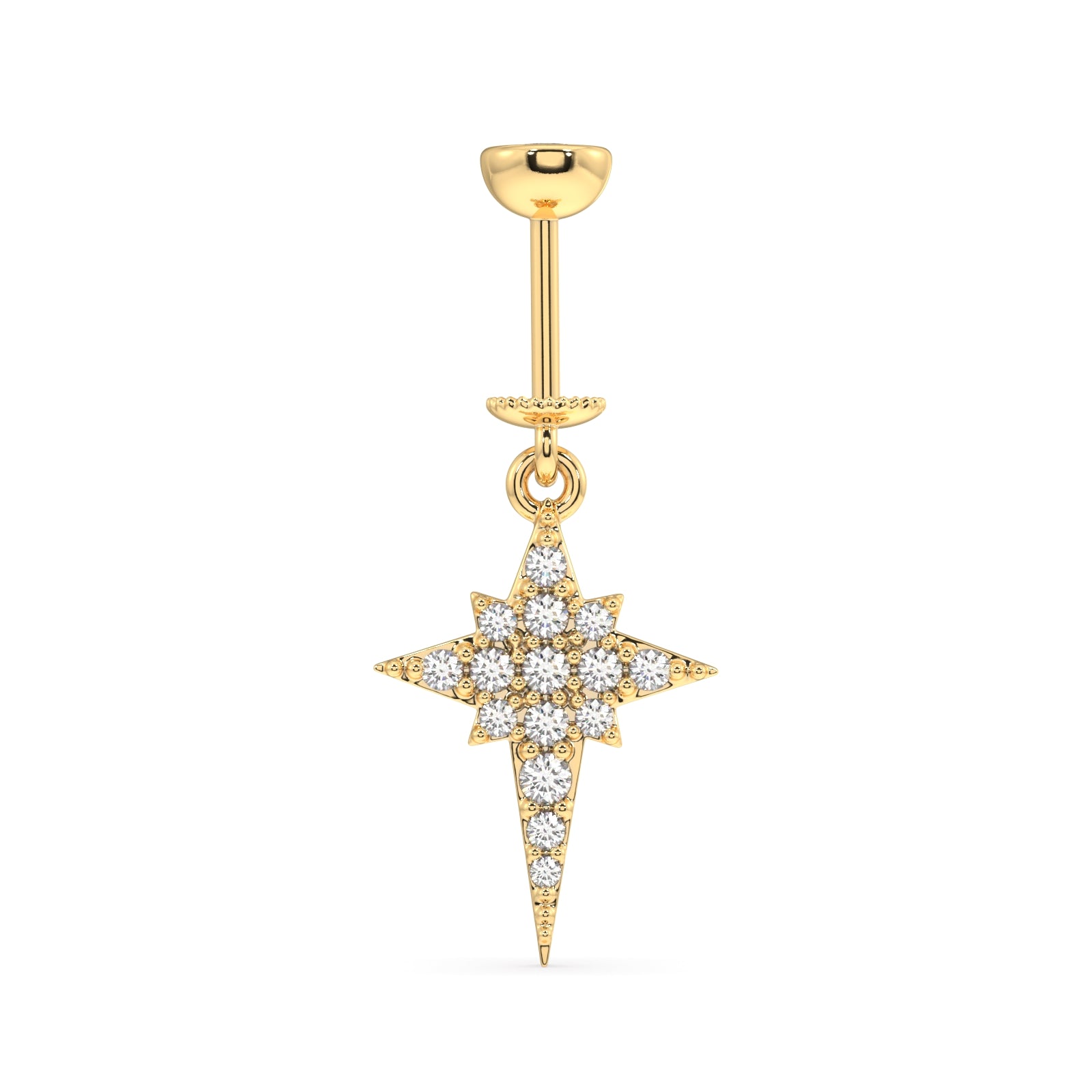 Elongated star - Helix hanging earring - 14k gold plated