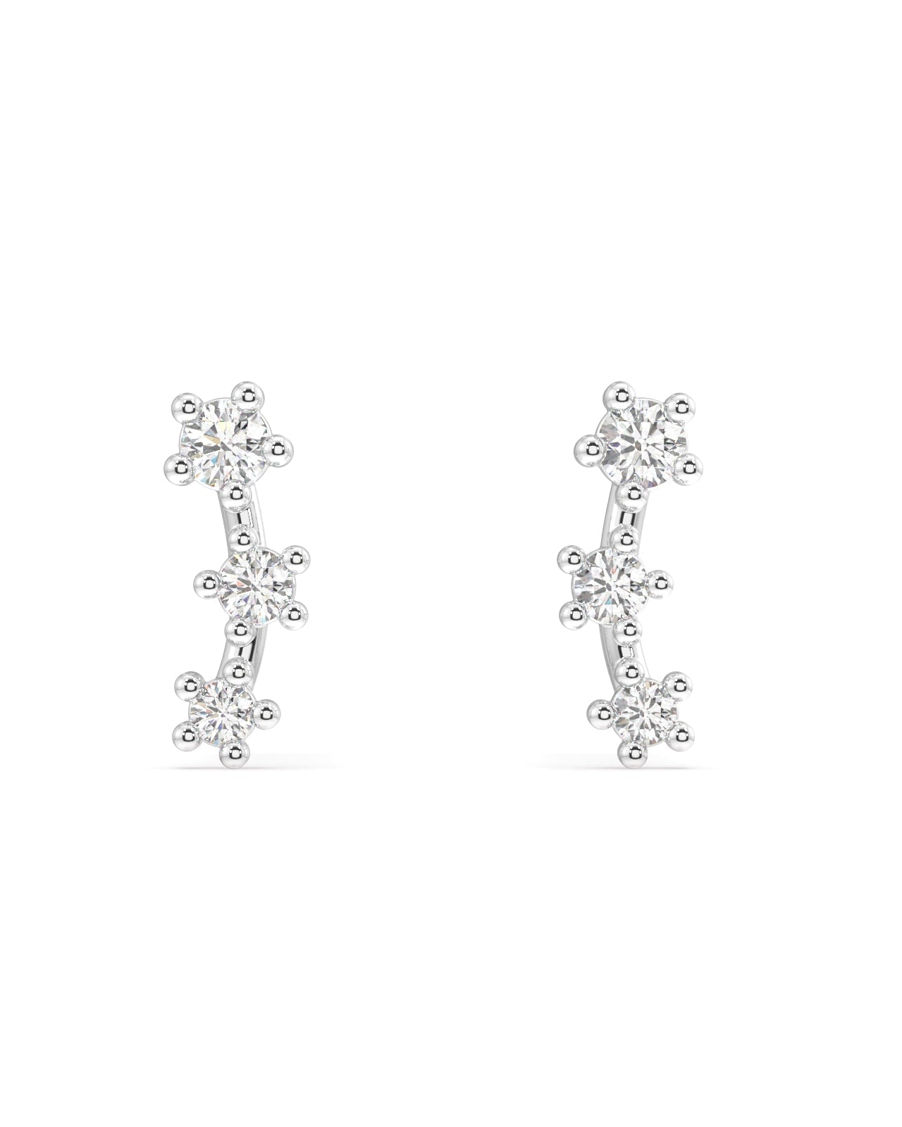 Tri zirconia climber stud earring set
