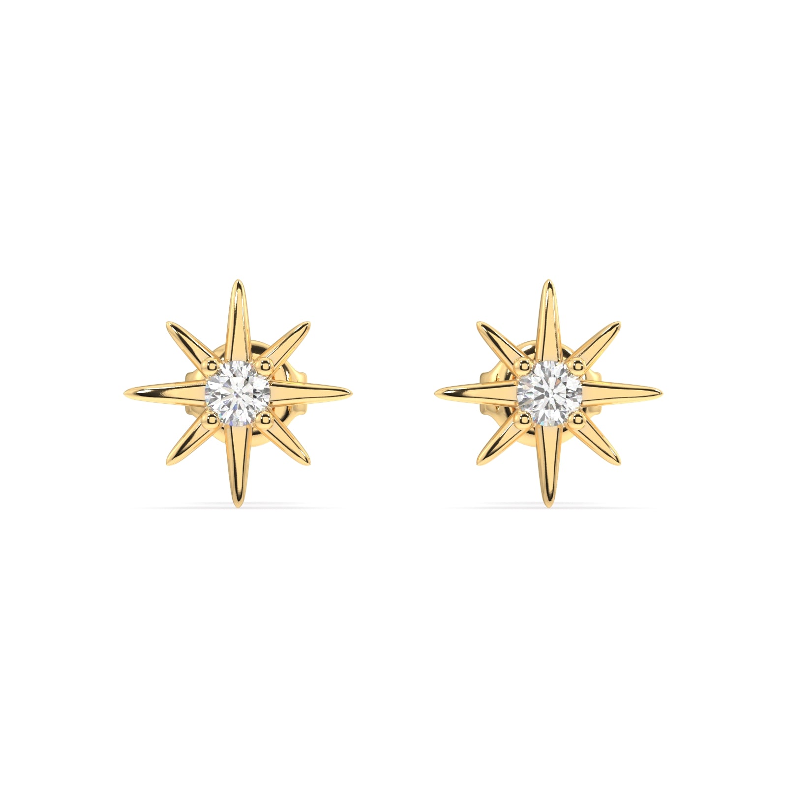 Zirconia with dainty sunrays stud earring - Pair