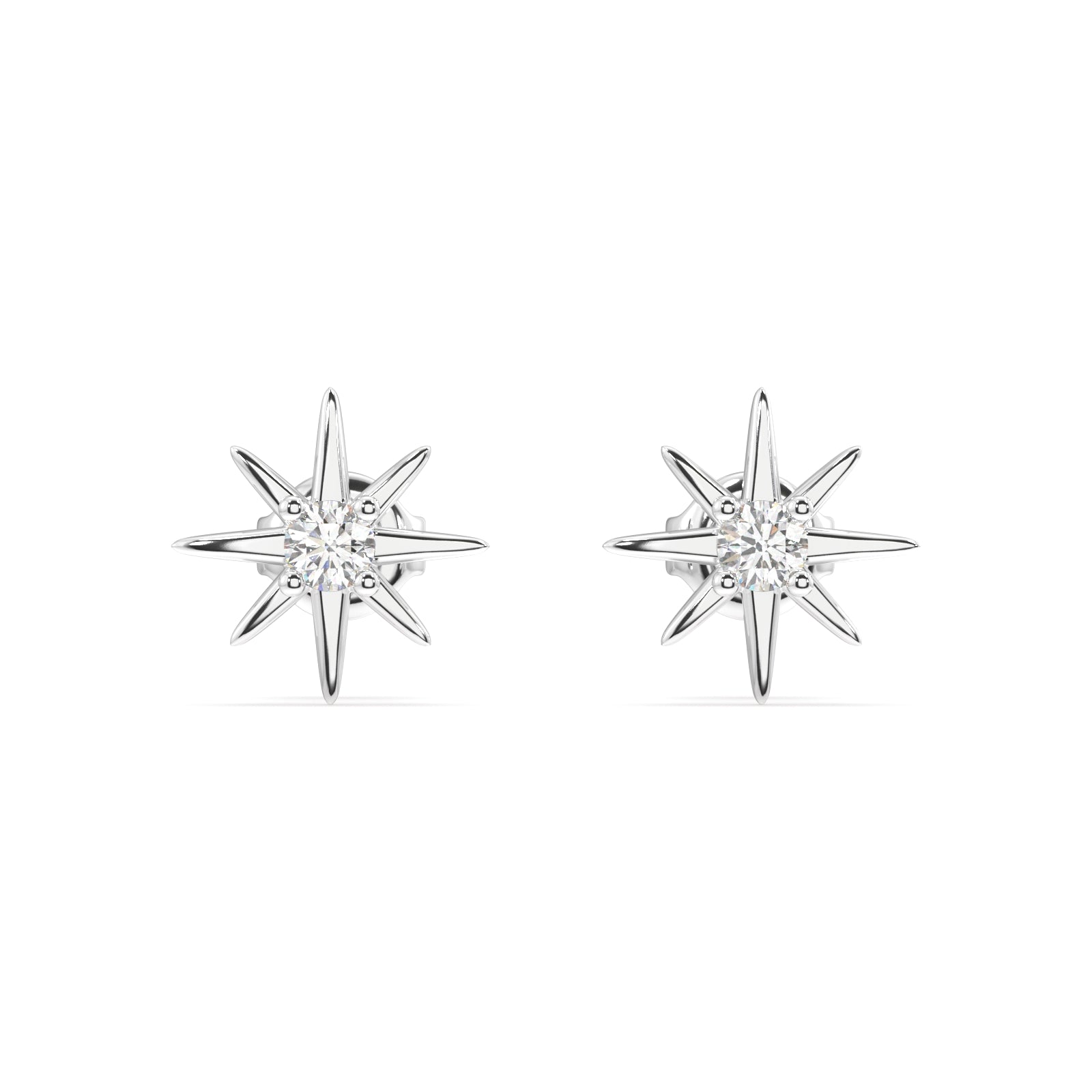 Zirconia with dainty sunrays stud earring - Pair