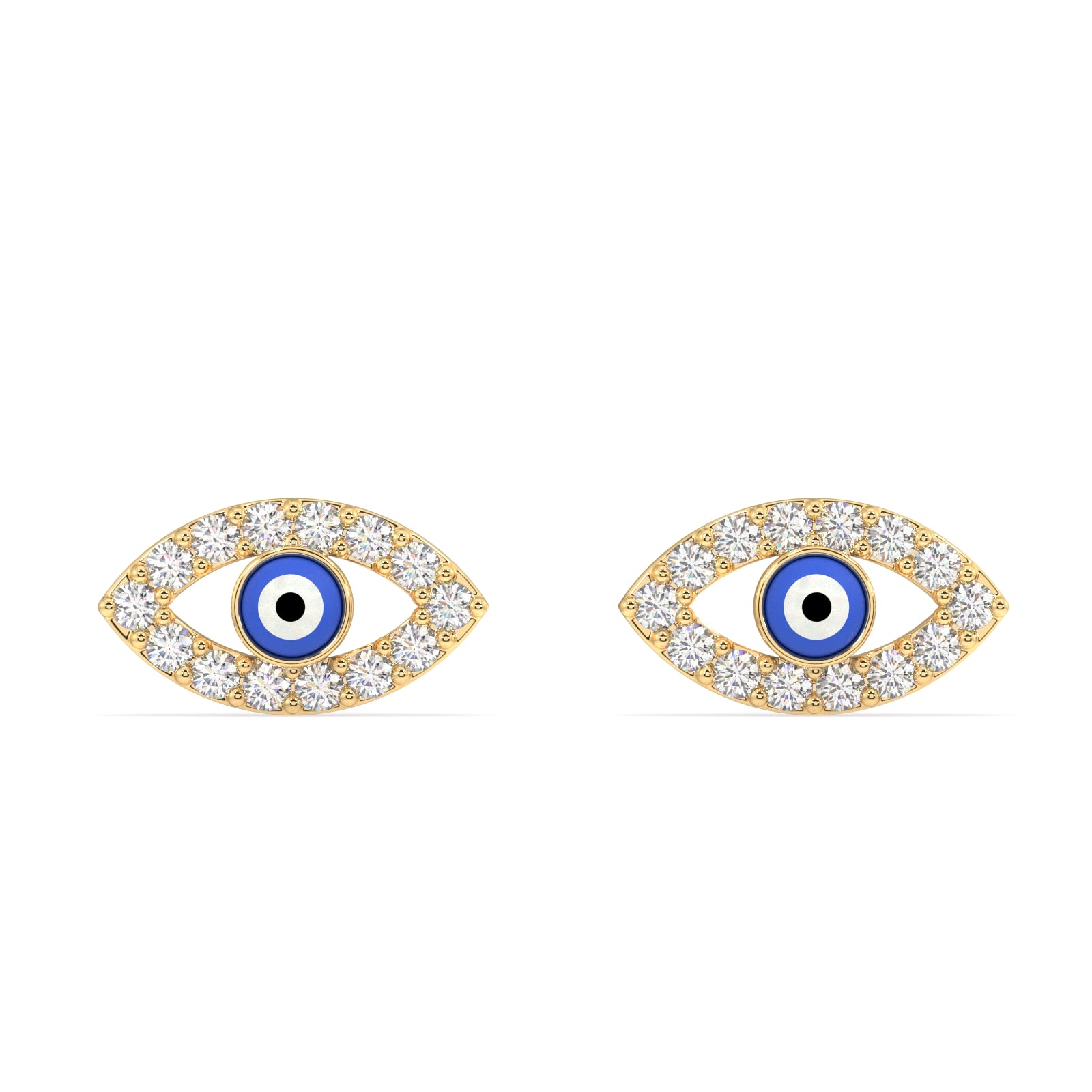 Enamel evil eye stud pair