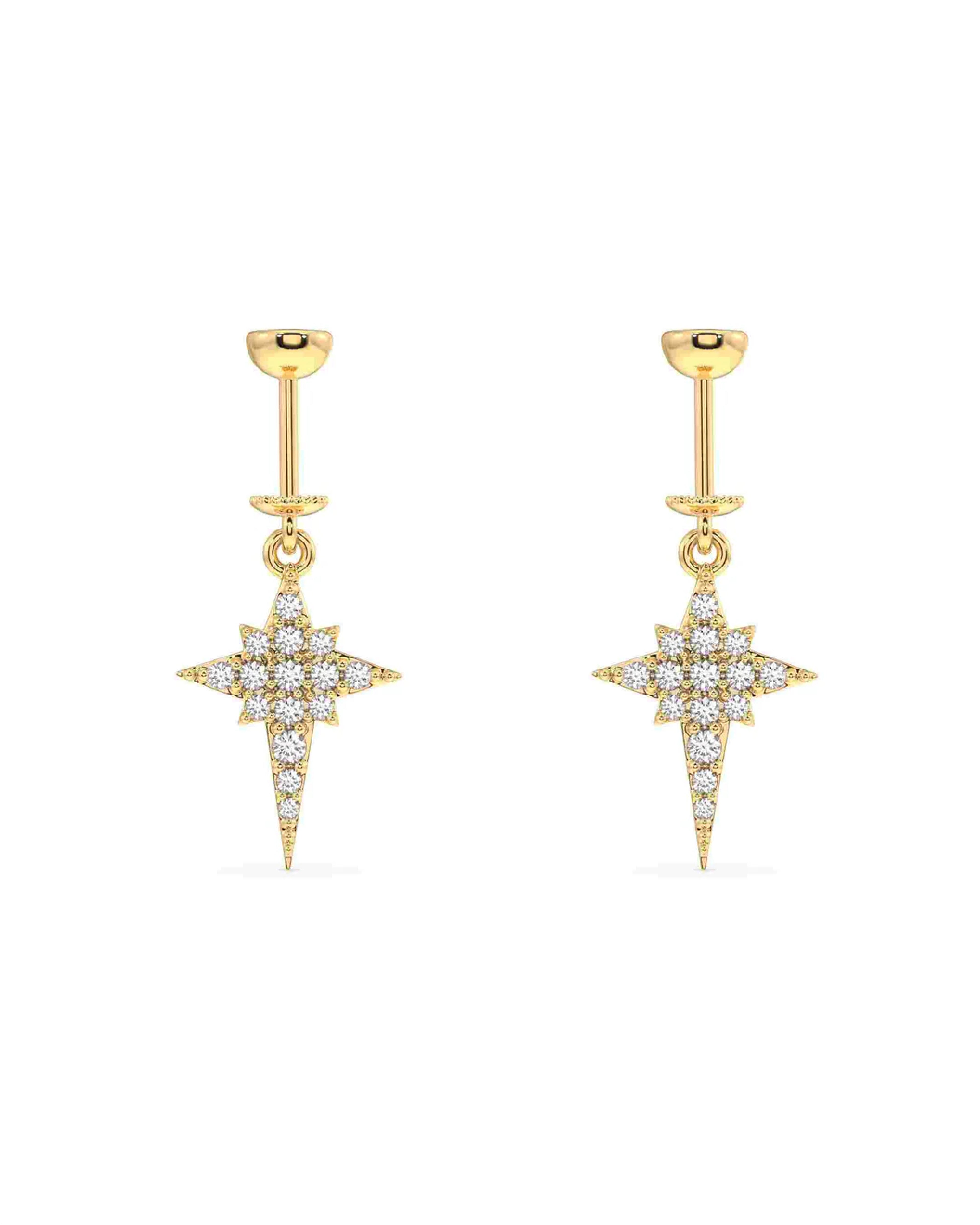 Elongated Star Helix Hanging Earrings