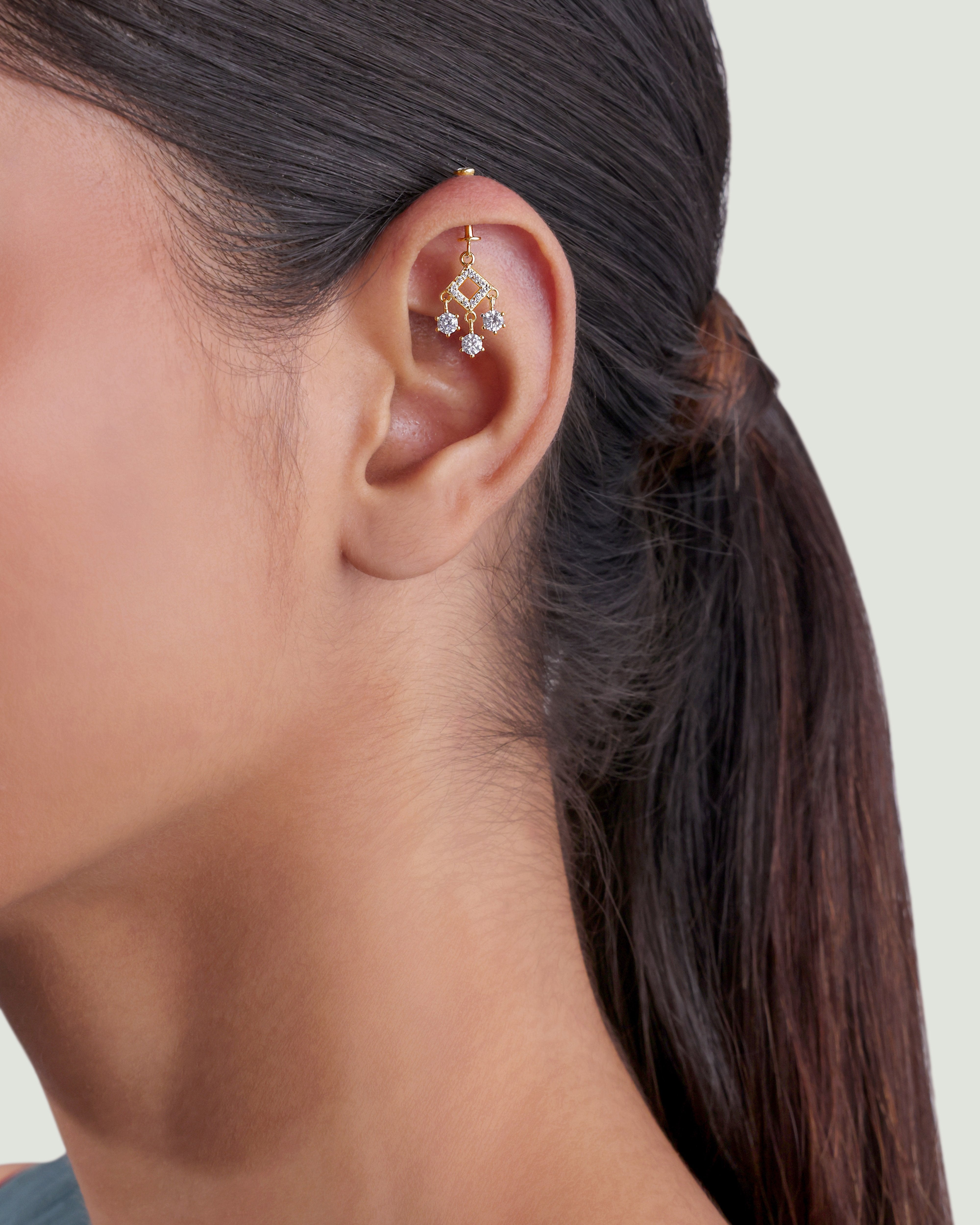 Solitaire Droplets - Helix Hanging - 14K Gold Plated