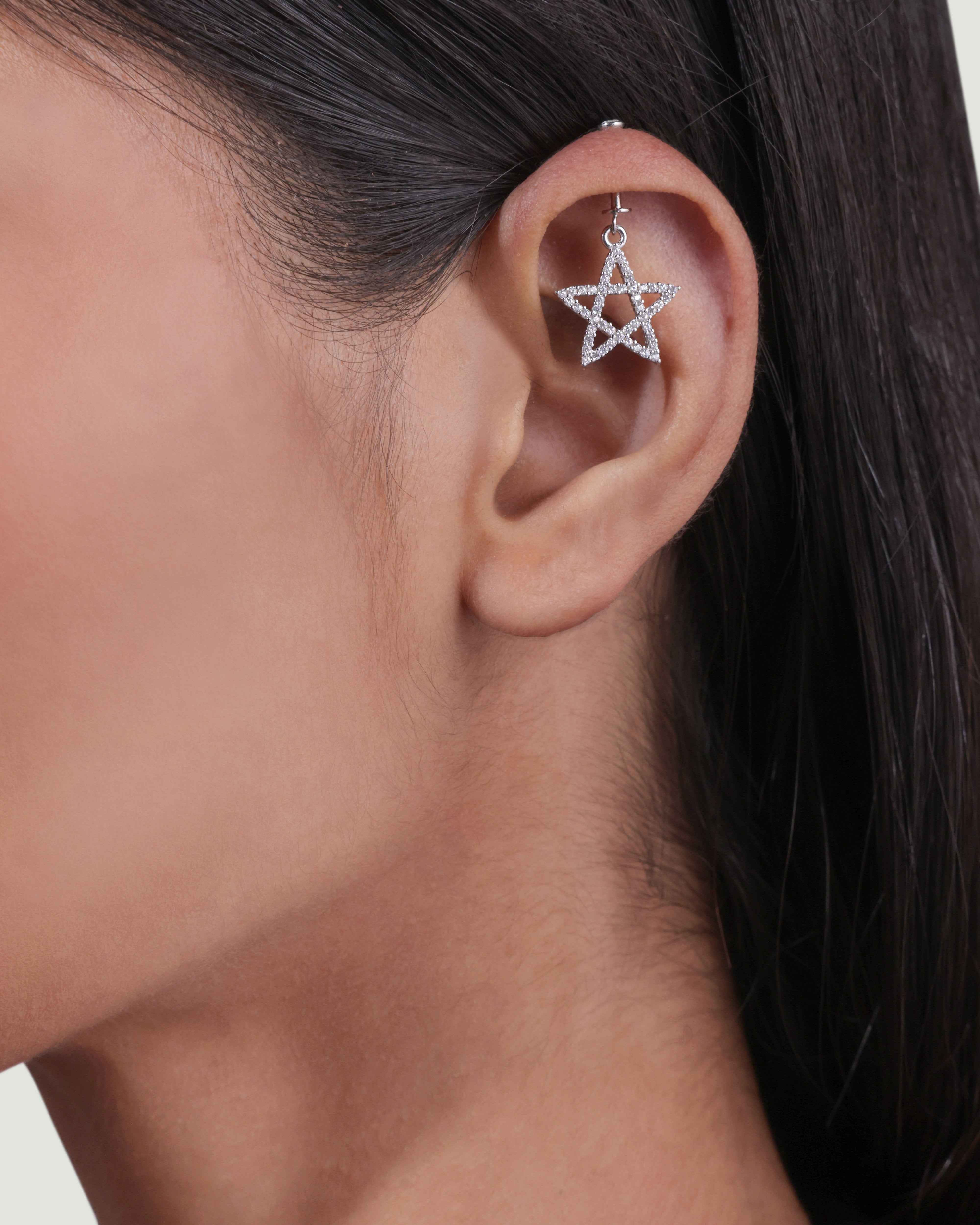Criss cross zircon star studded - Screw Helix Hanging