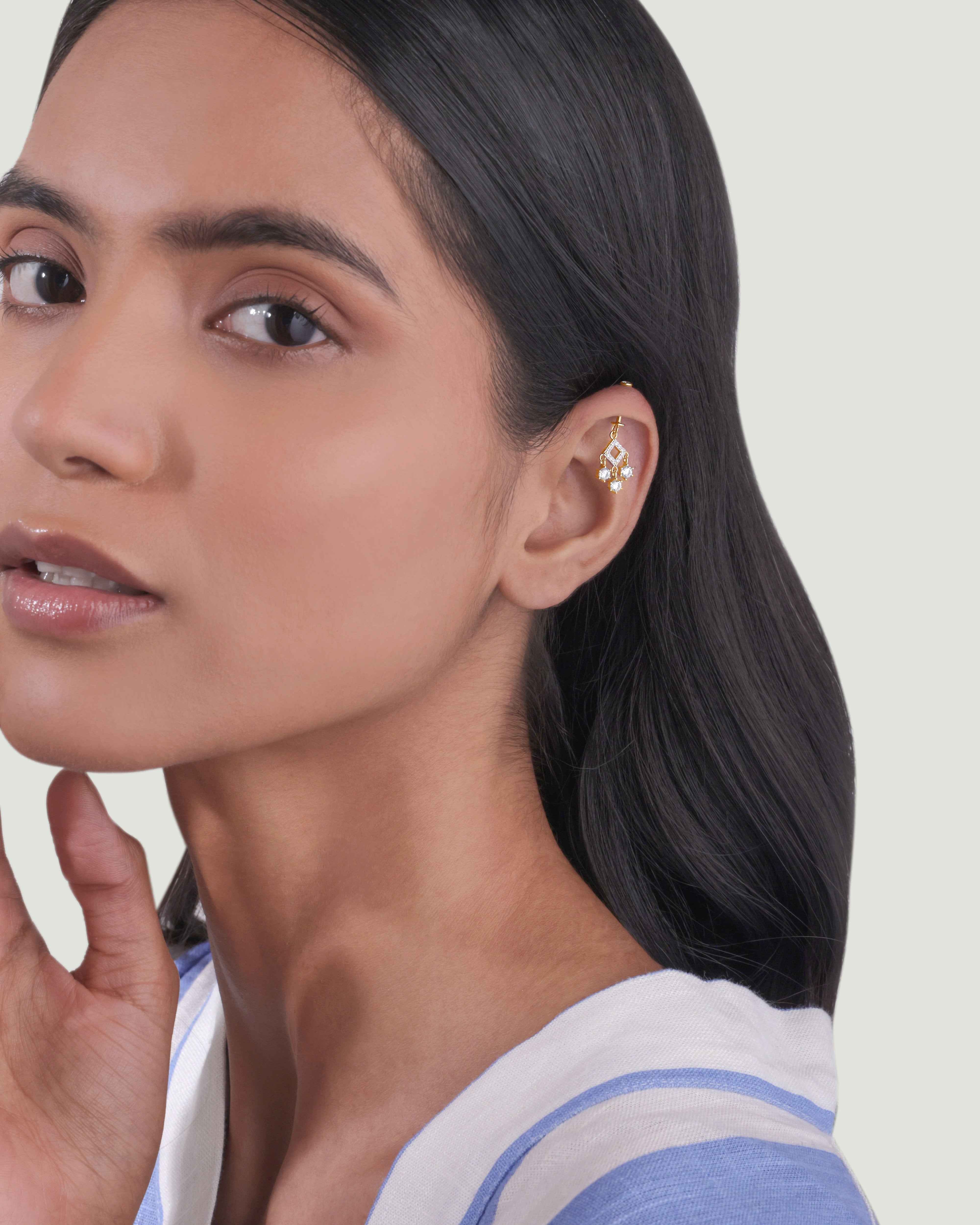 Solitaire Droplets - Helix Hanging - 14K Gold Plated